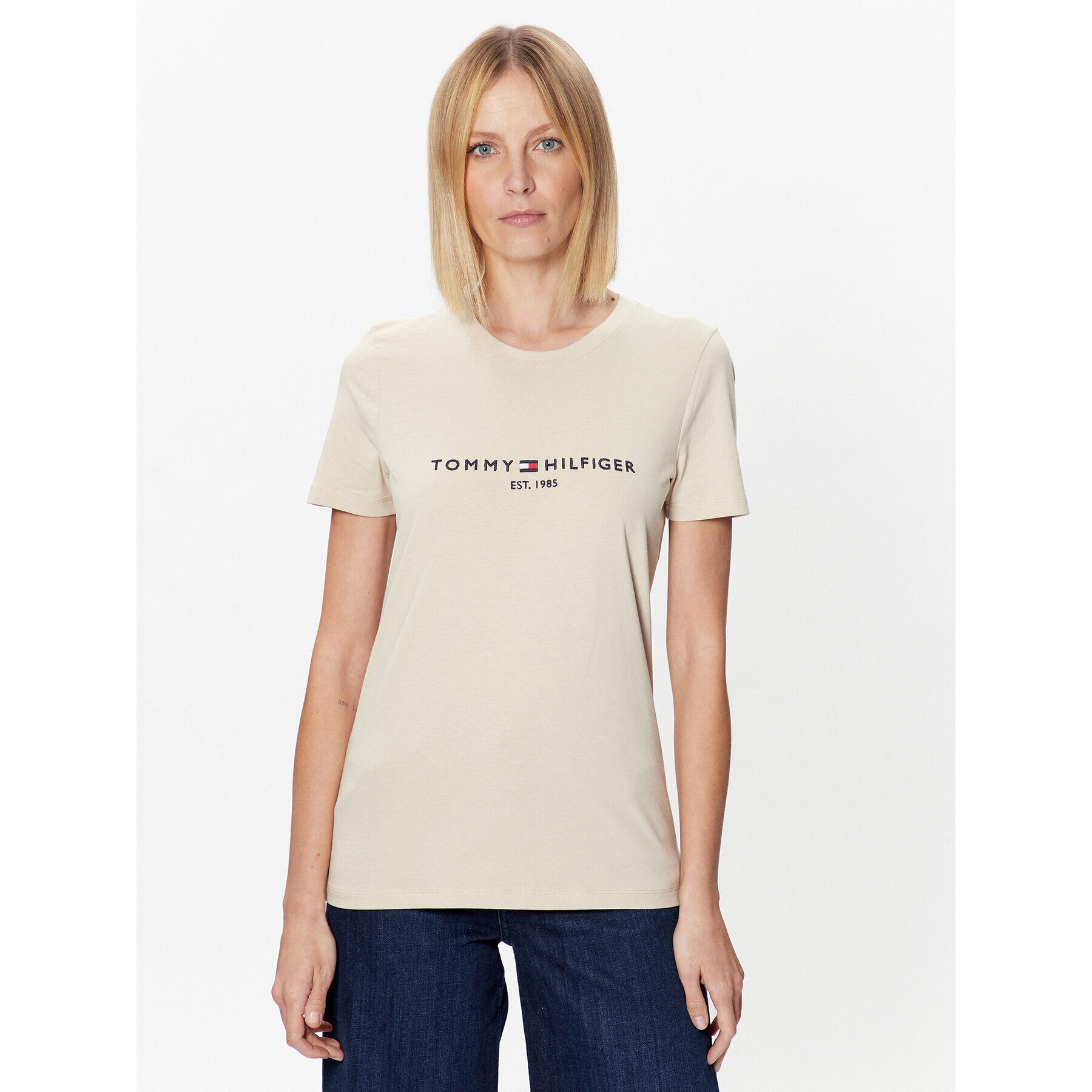 Tommy Hilfiger Тишърт WW0WW28681 Бежов Regular Fit - Pepit.bg