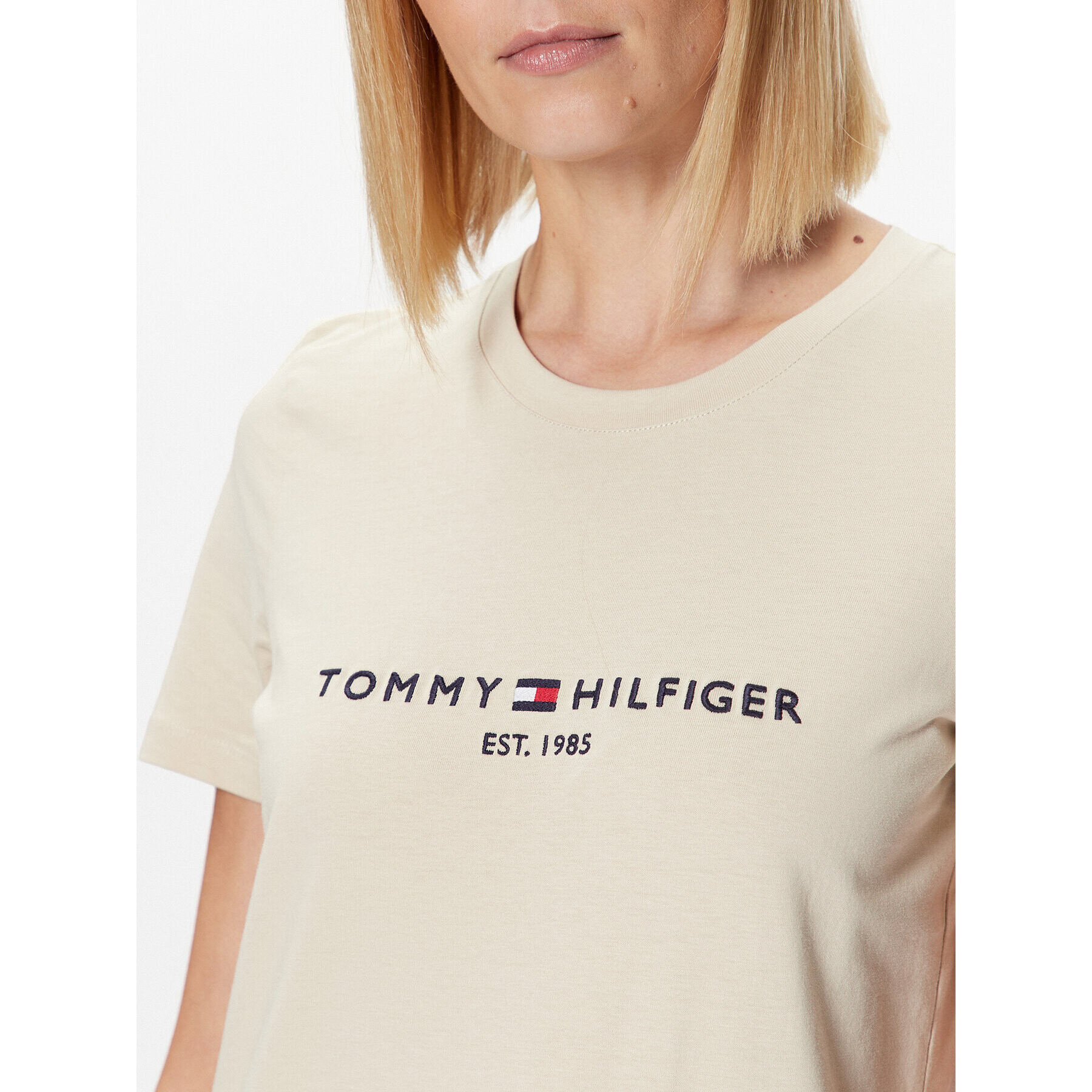 Tommy Hilfiger Тишърт WW0WW28681 Бежов Regular Fit - Pepit.bg