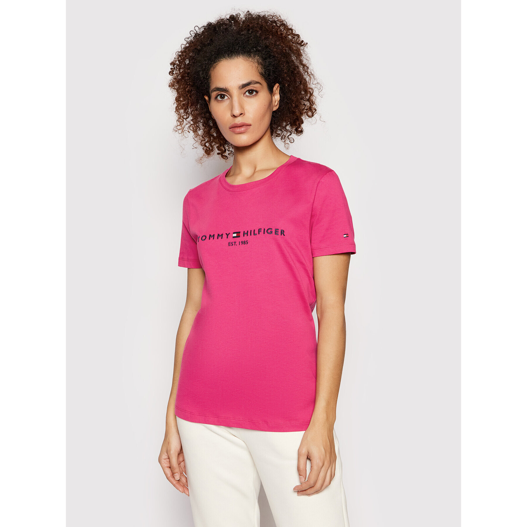 Tommy Hilfiger Тишърт WW0WW28681 Розов Regular Fit - Pepit.bg
