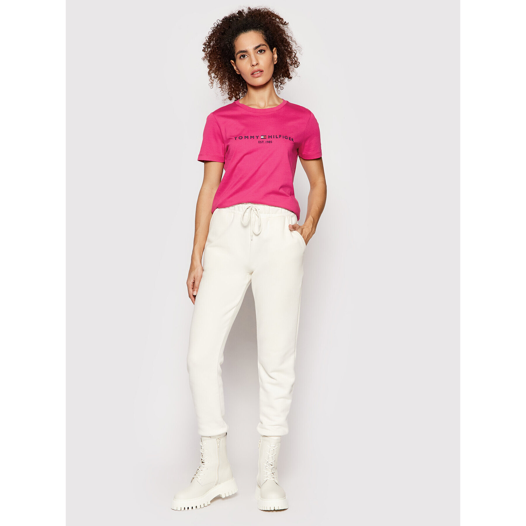 Tommy Hilfiger Тишърт WW0WW28681 Розов Regular Fit - Pepit.bg