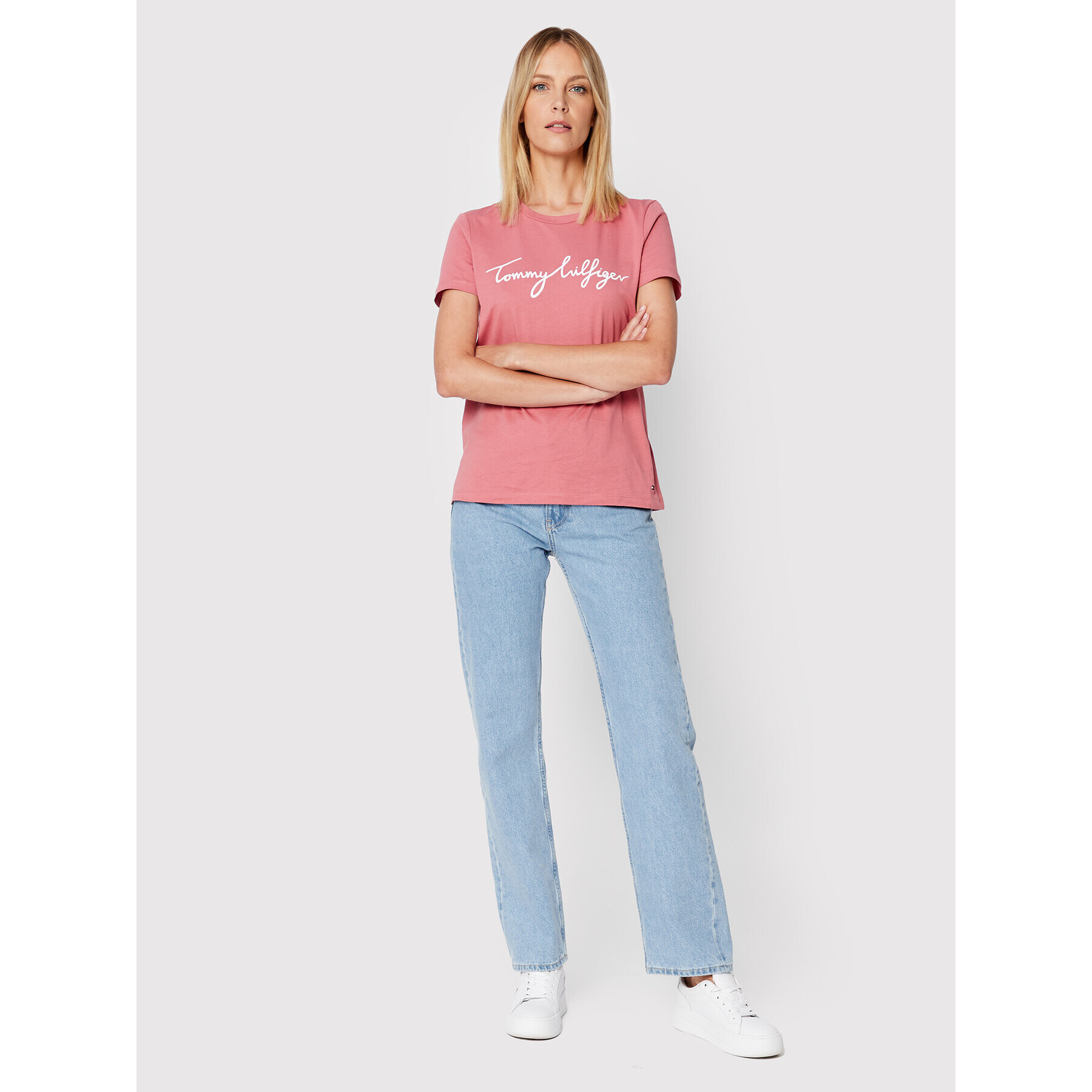 Tommy Hilfiger Тишърт WW0WW28682 Розов Regular Fit - Pepit.bg