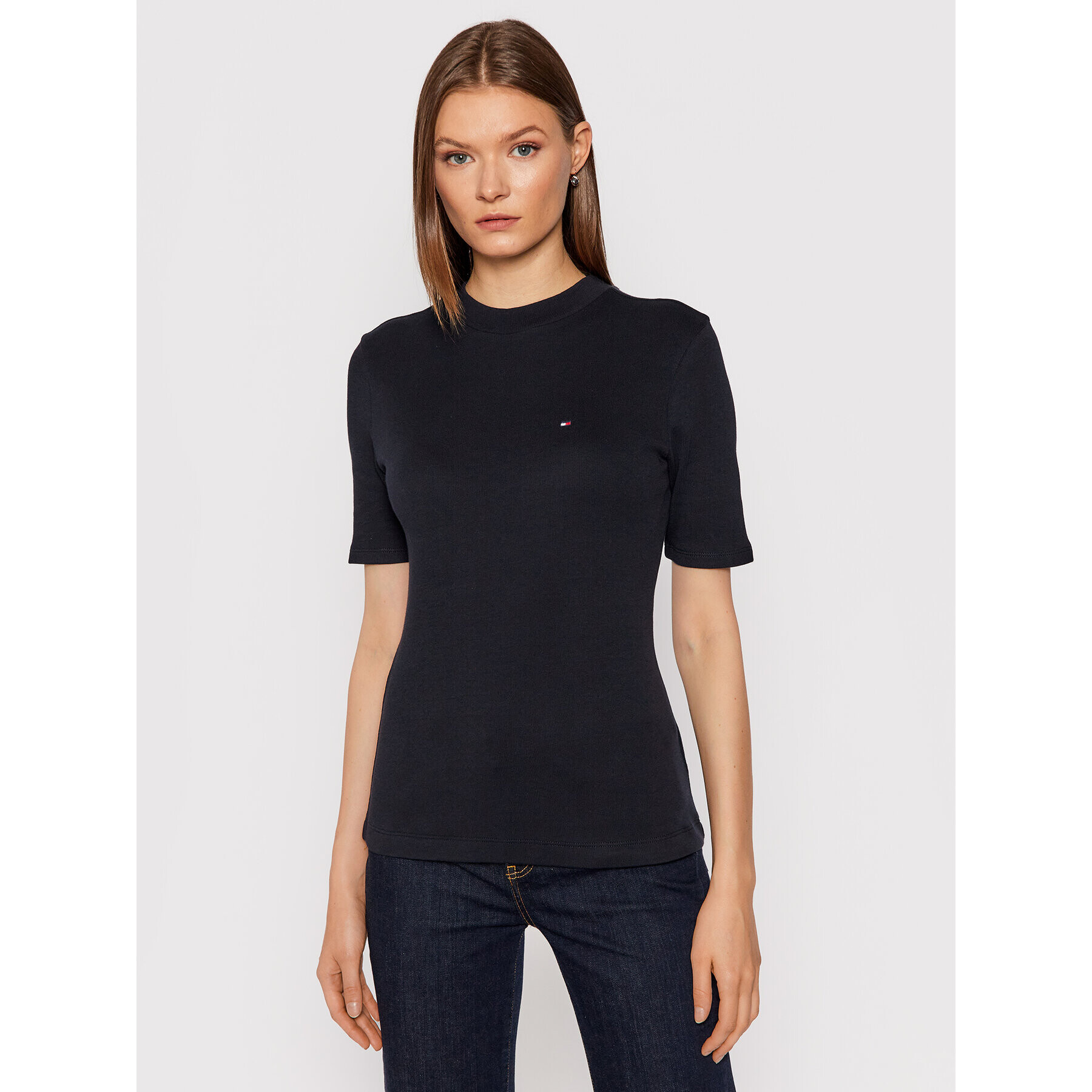 Tommy Hilfiger Тишърт WW0WW30891 Тъмносин Slim Fit - Pepit.bg