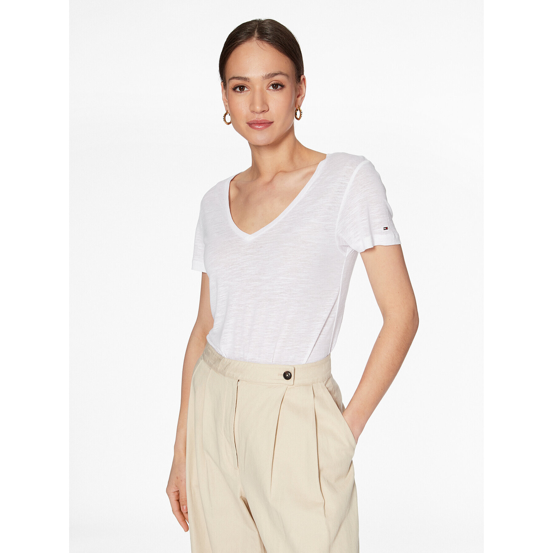 Tommy Hilfiger Тишърт WW0WW37862 Бял Regular Fit - Pepit.bg