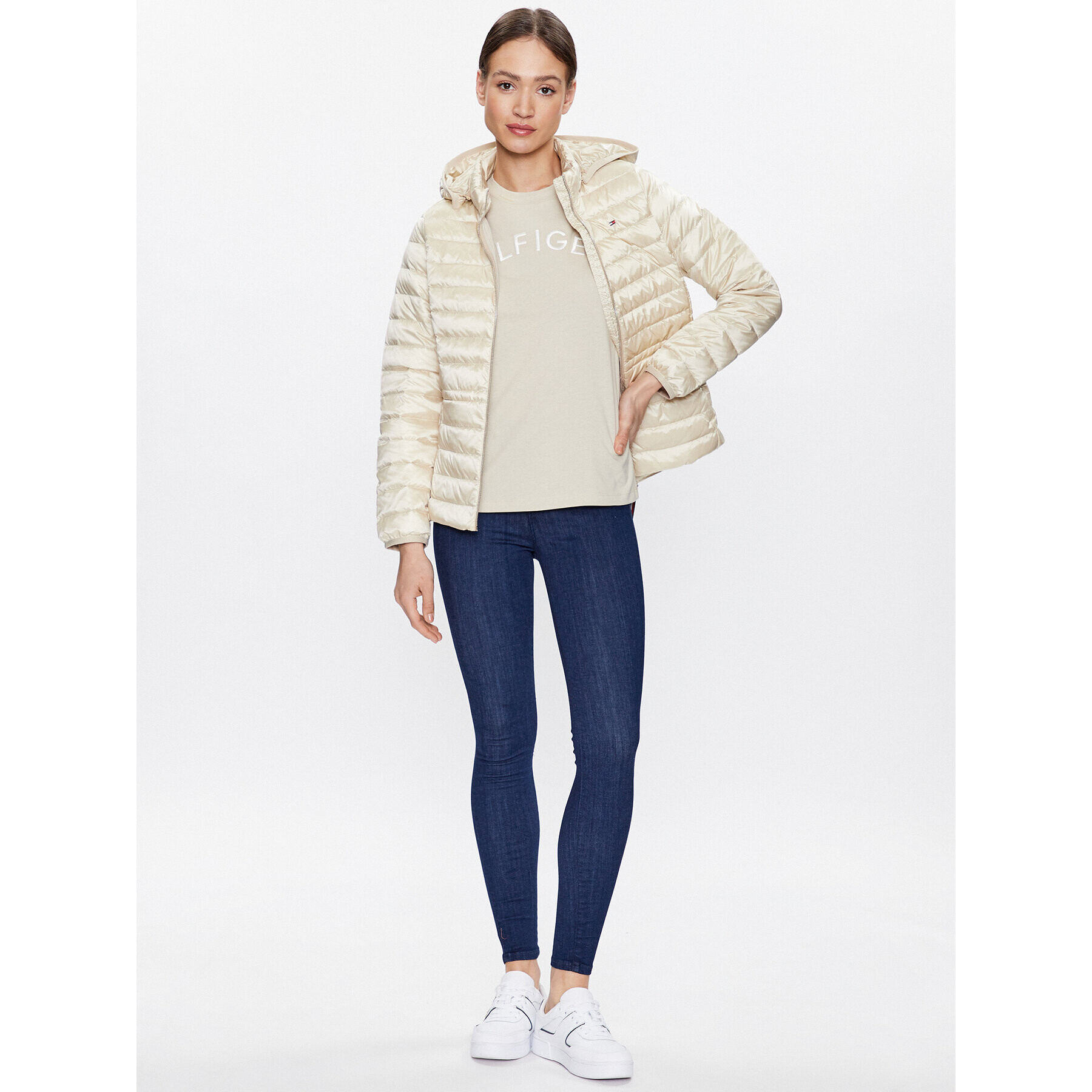 Tommy Hilfiger Тишърт WW0WW37864 Бежов Regular Fit - Pepit.bg