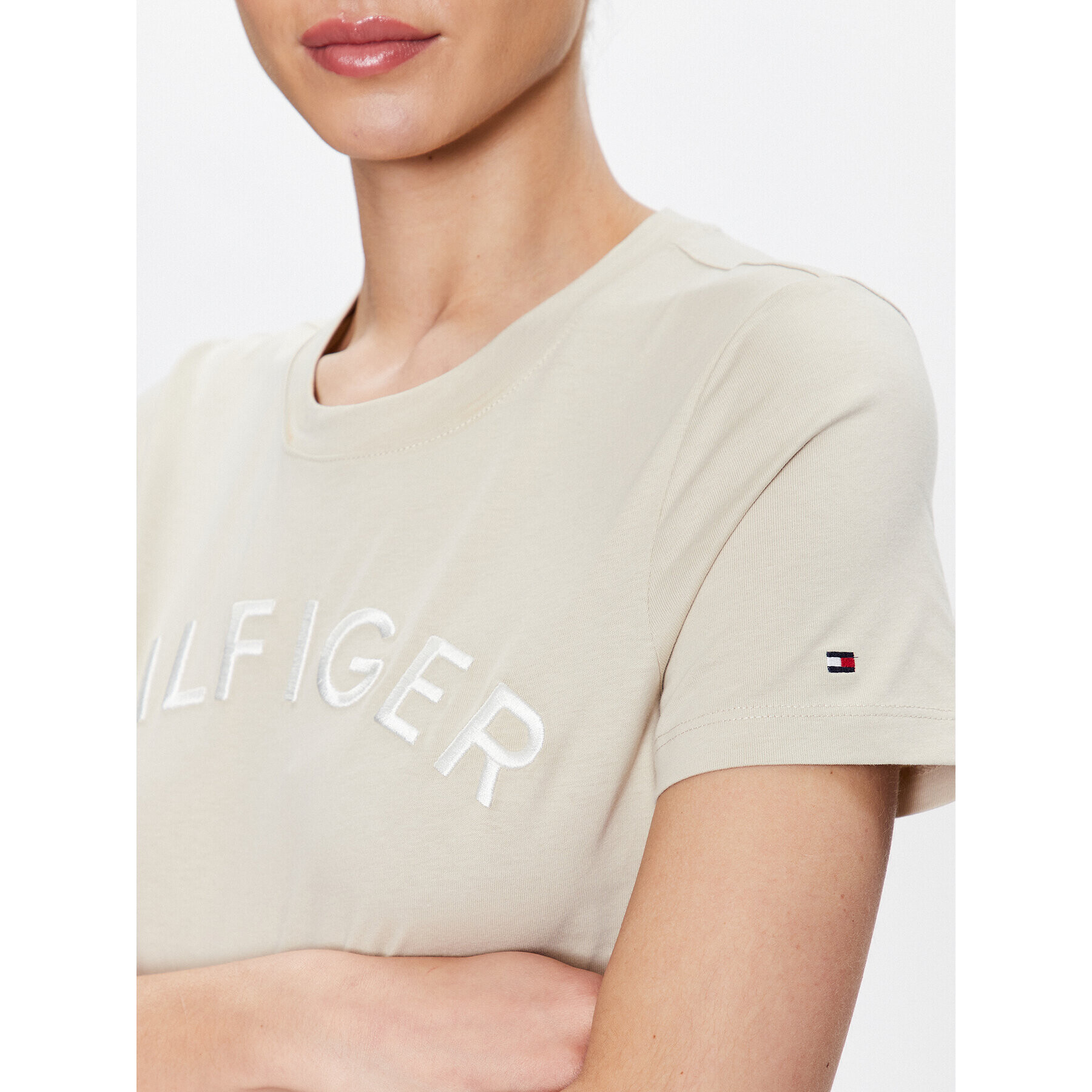 Tommy Hilfiger Тишърт WW0WW37864 Бежов Regular Fit - Pepit.bg