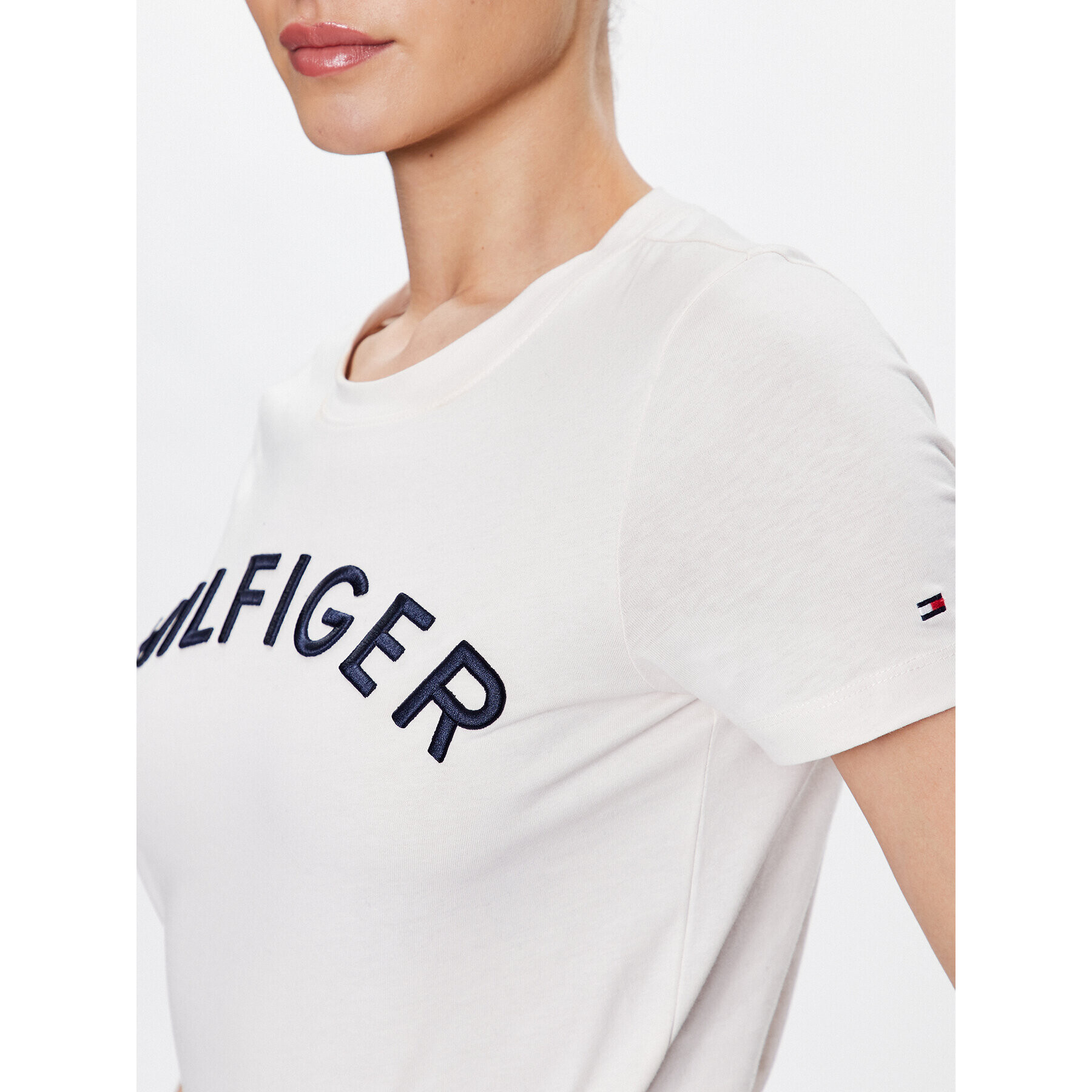 Tommy Hilfiger Тишърт WW0WW37864 Екрю Regular Fit - Pepit.bg