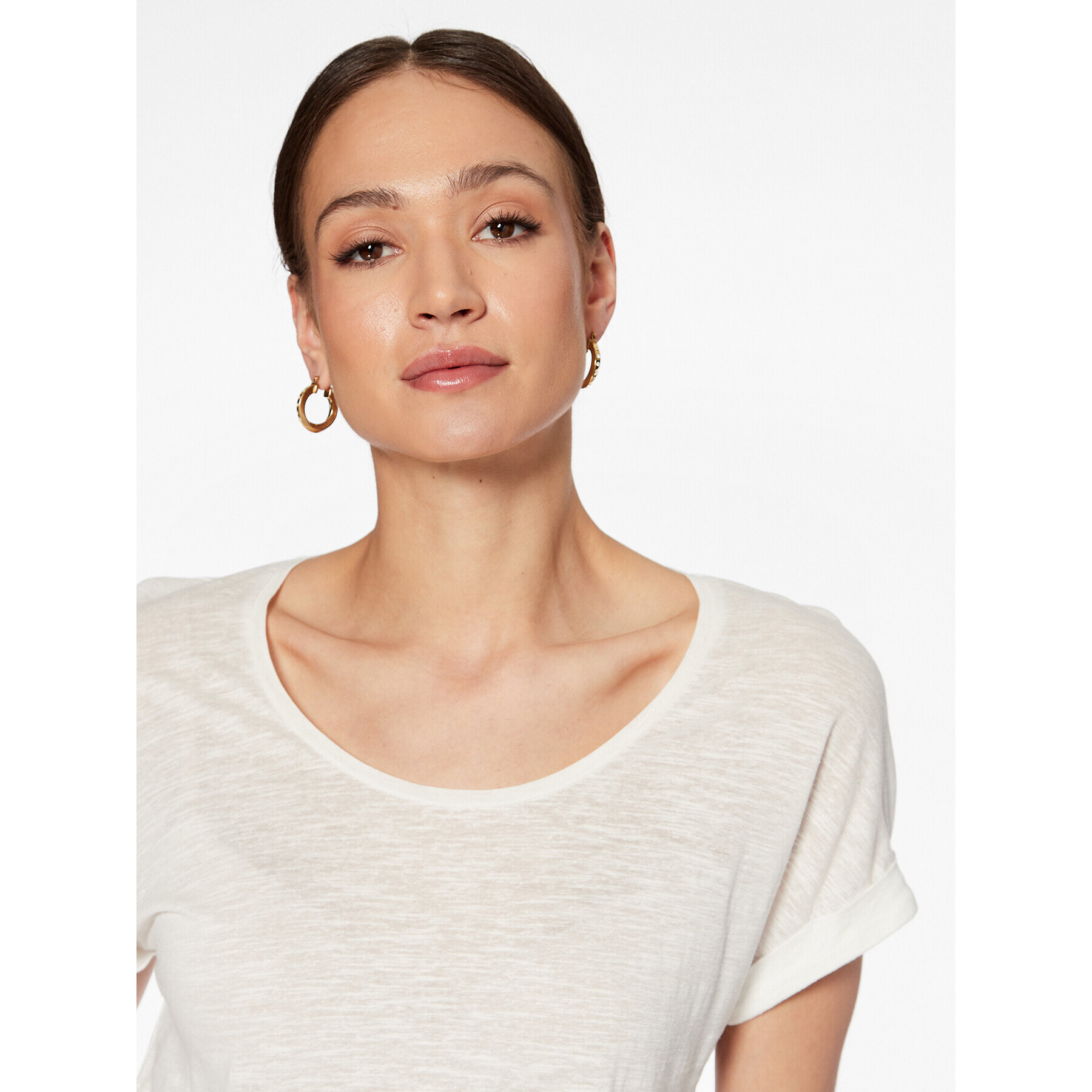 Tommy Hilfiger Тишърт WW0WW37878 Екрю Regular Fit - Pepit.bg