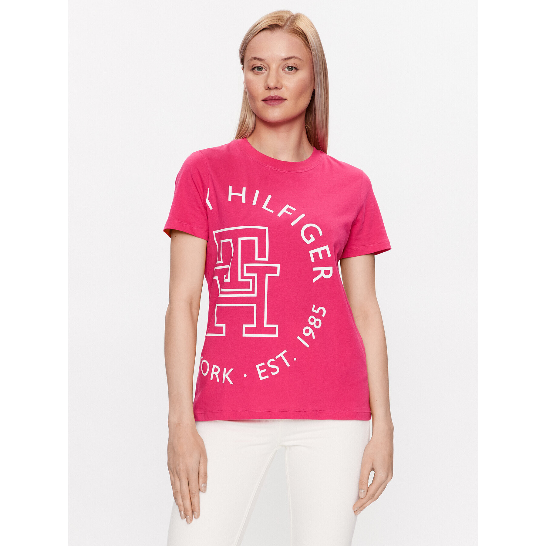 Tommy Hilfiger Тишърт WW0WW40051 Розов Regular Fit - Pepit.bg