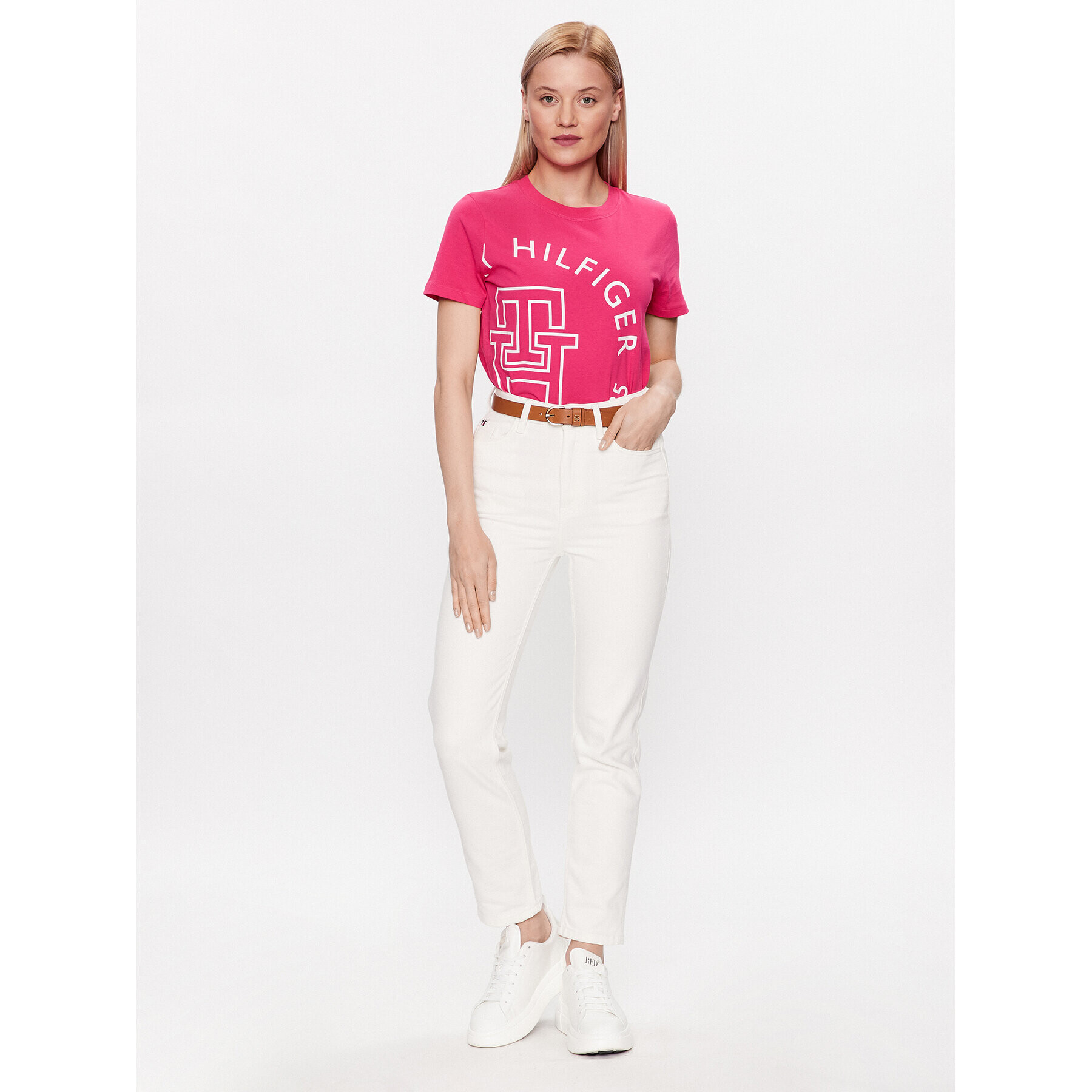 Tommy Hilfiger Тишърт WW0WW40051 Розов Regular Fit - Pepit.bg