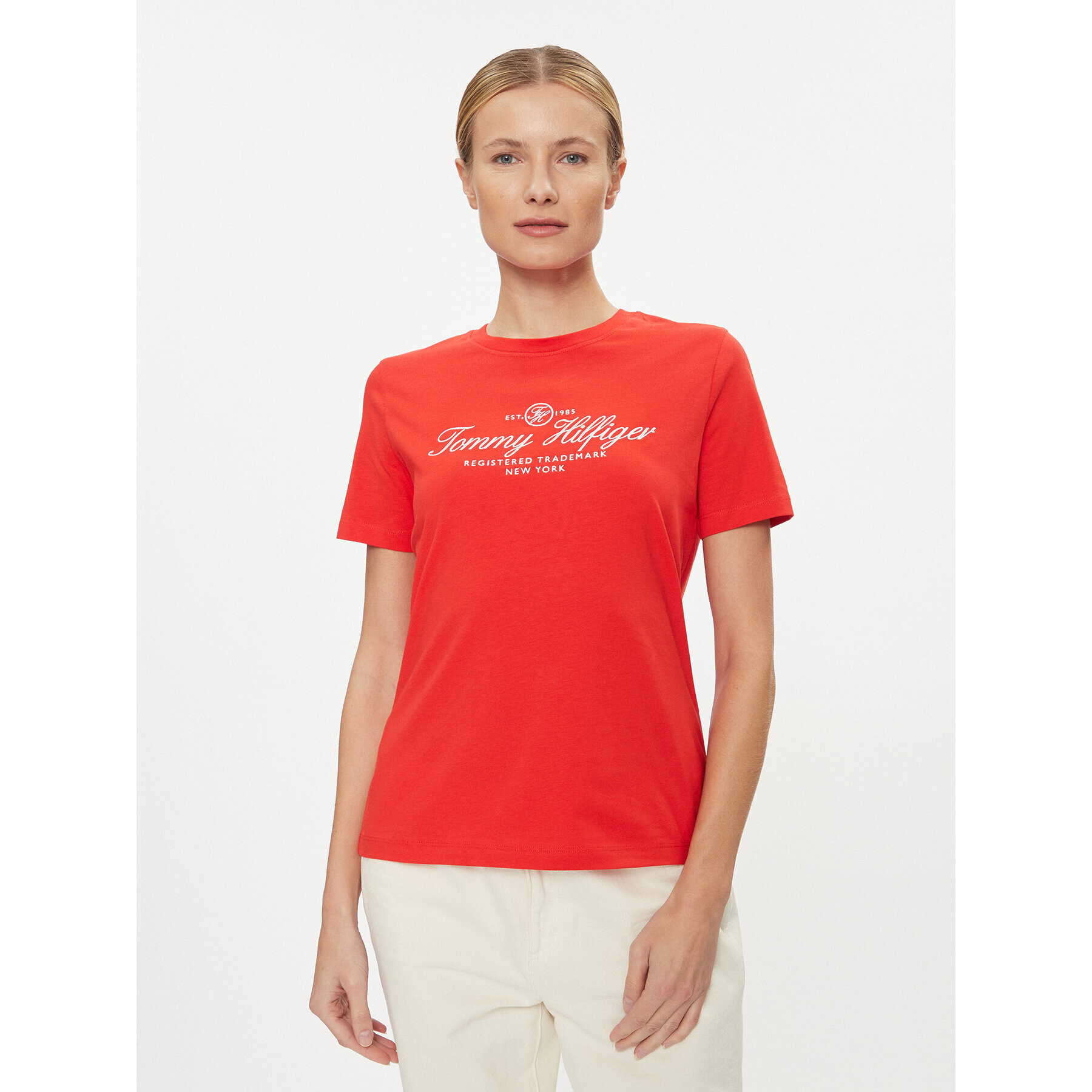 Tommy Hilfiger Тишърт WW0WW40293 Червен Regular Fit - Pepit.bg