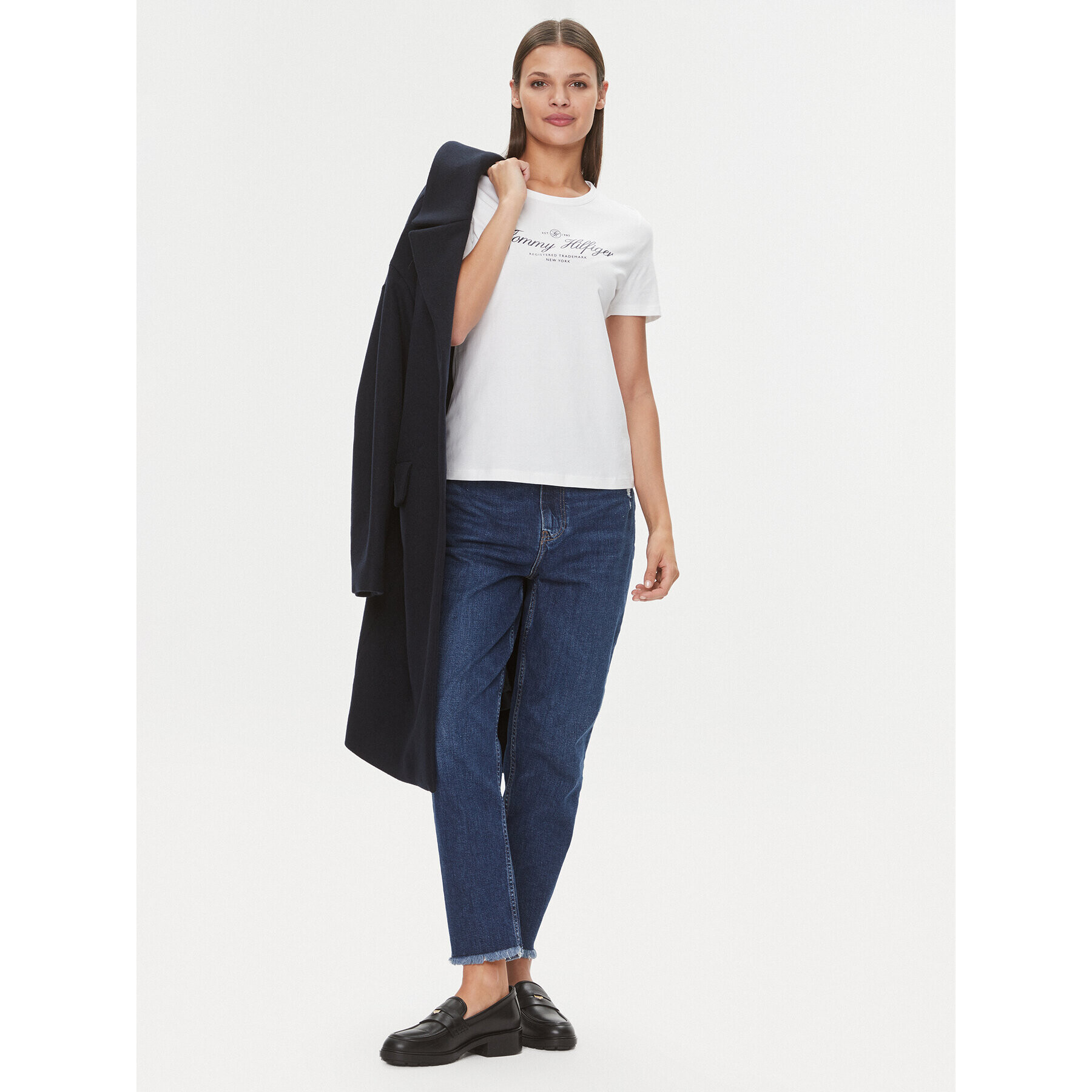 Tommy Hilfiger Тишърт WW0WW40526 Бял Slim Fit - Pepit.bg