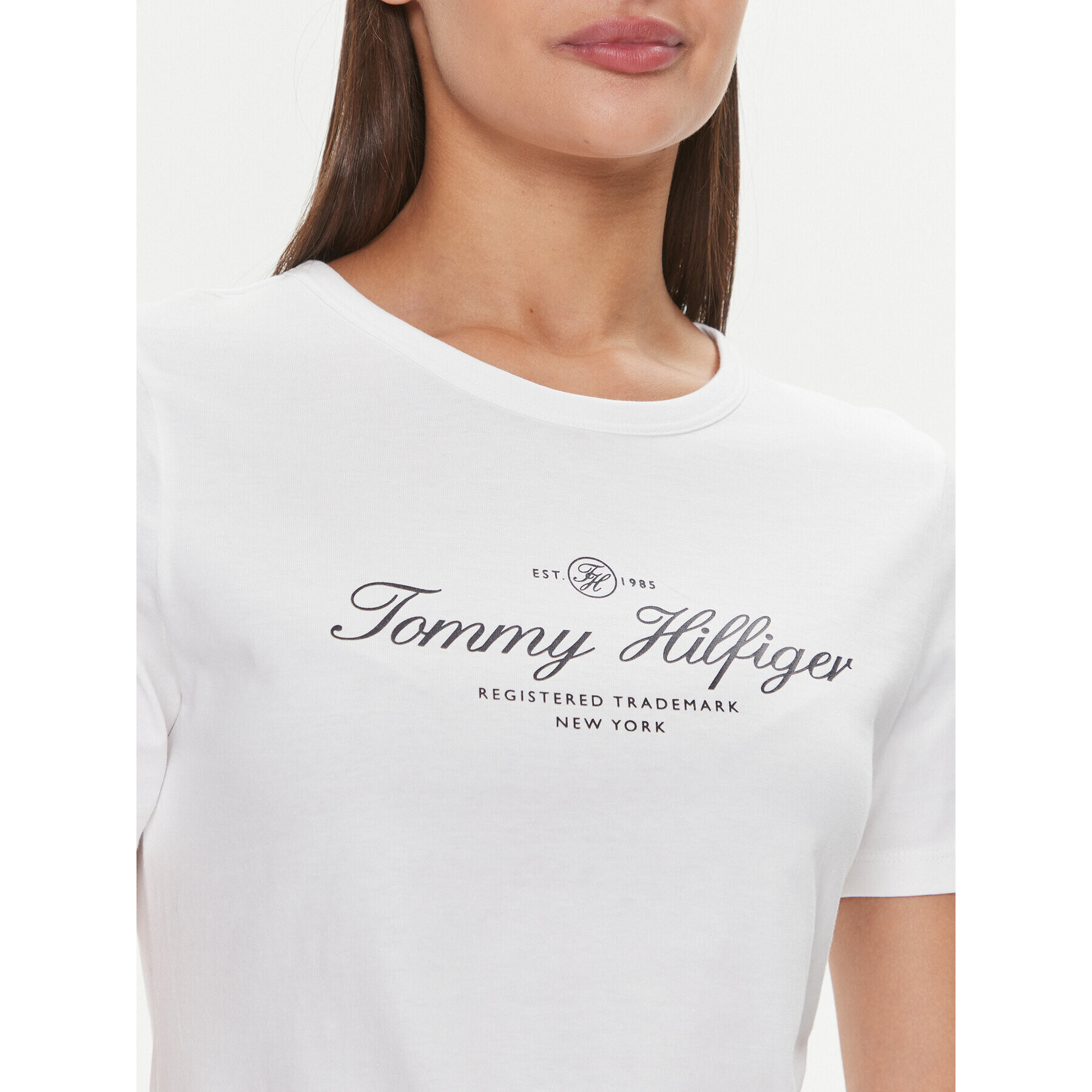 Tommy Hilfiger Тишърт WW0WW40526 Бял Slim Fit - Pepit.bg
