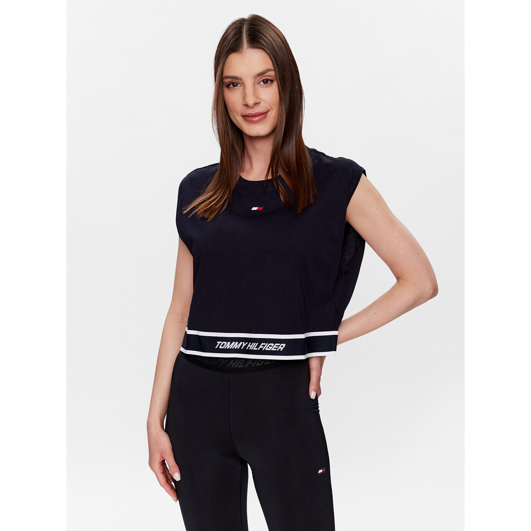 Tommy Hilfiger топ S10S101679 Тъмносин Relaxed Fit - Pepit.bg