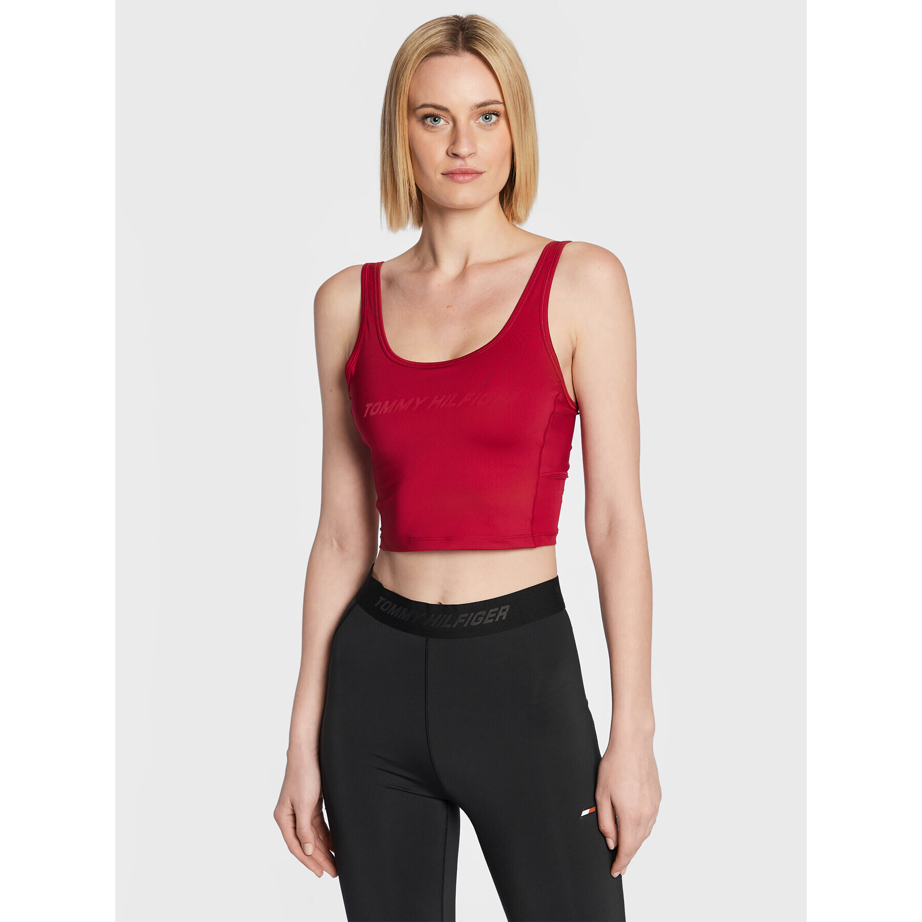 Tommy Hilfiger топ Sheer S10S101420 Бордо Slim Fit - Pepit.bg