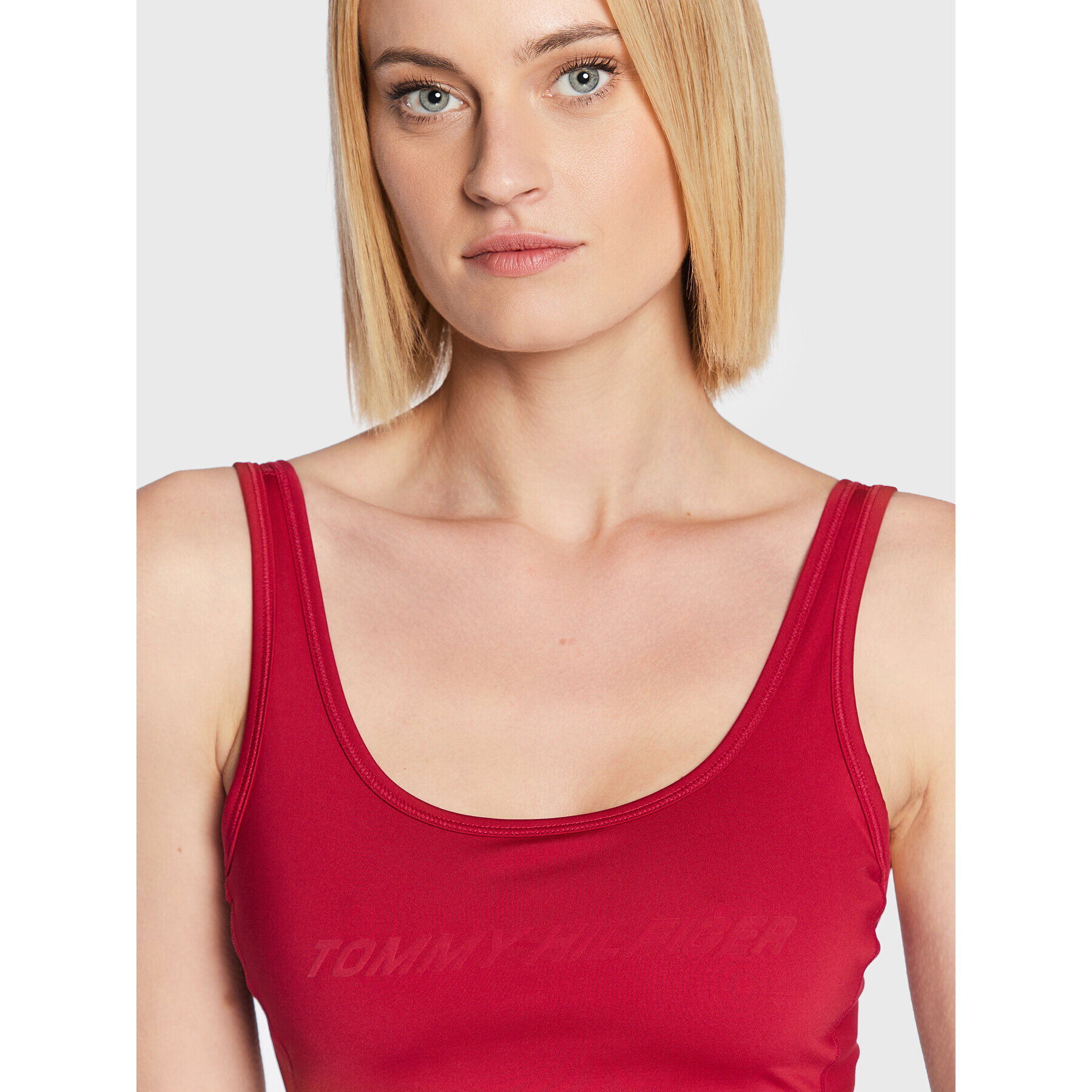 Tommy Hilfiger топ Sheer S10S101420 Бордо Slim Fit - Pepit.bg