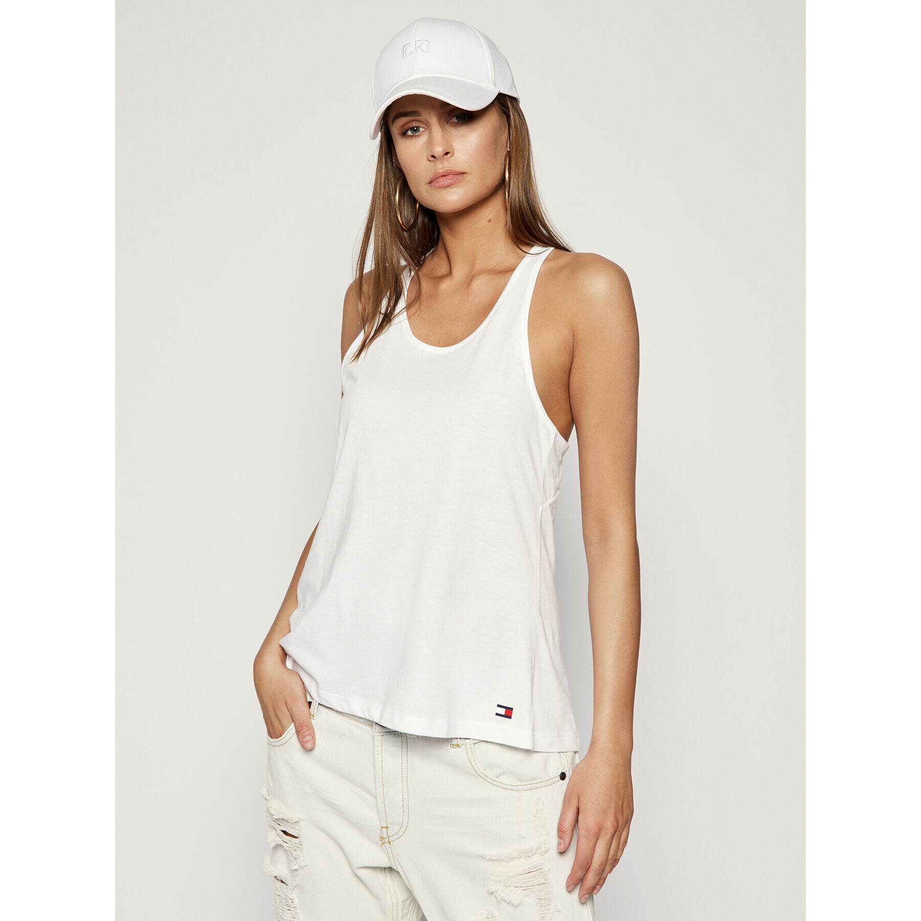 Tommy Hilfiger Топ UW0UW02154 Бял Regular Fit - Pepit.bg