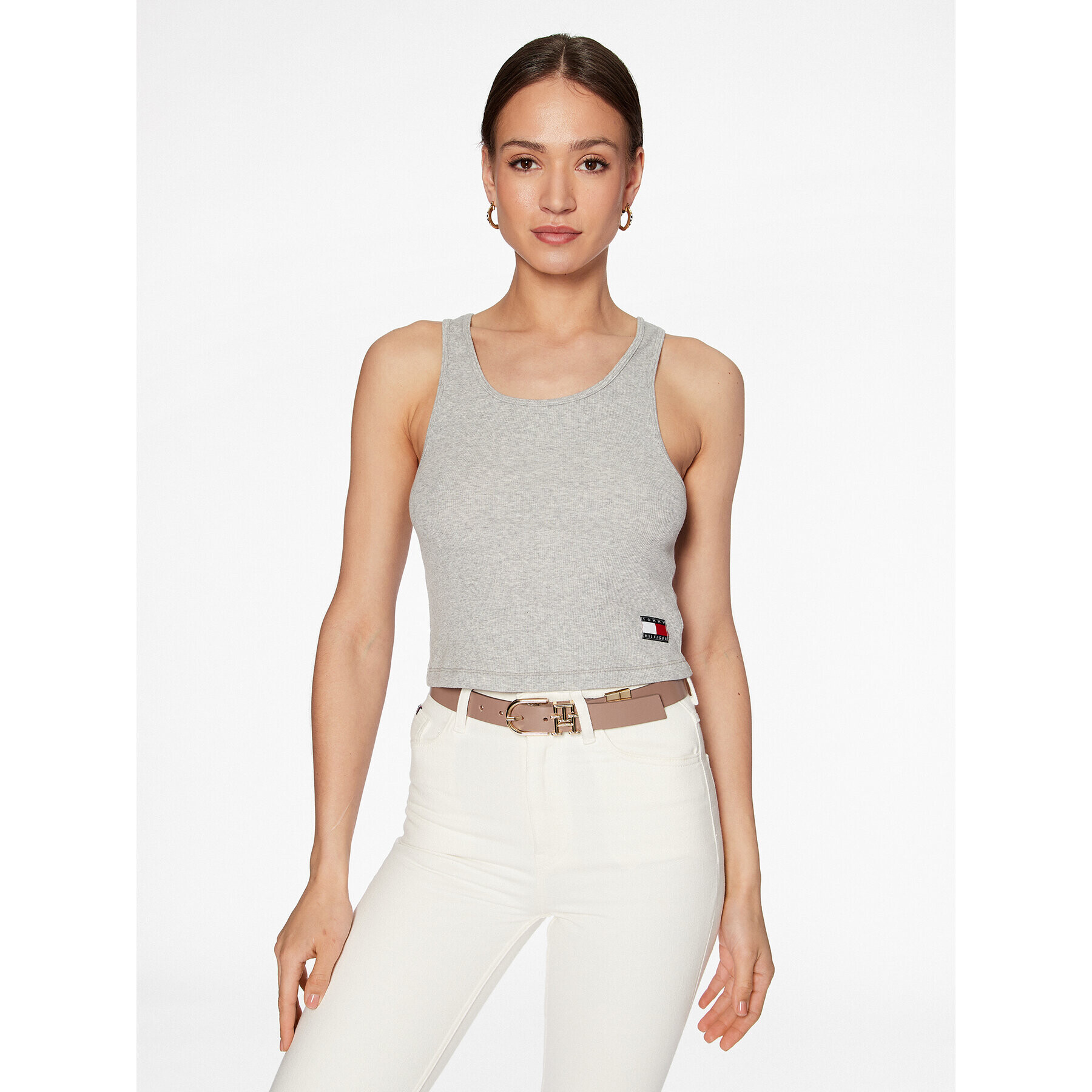 Tommy Hilfiger топ UW0UW04414 Сив Slim Fit - Pepit.bg