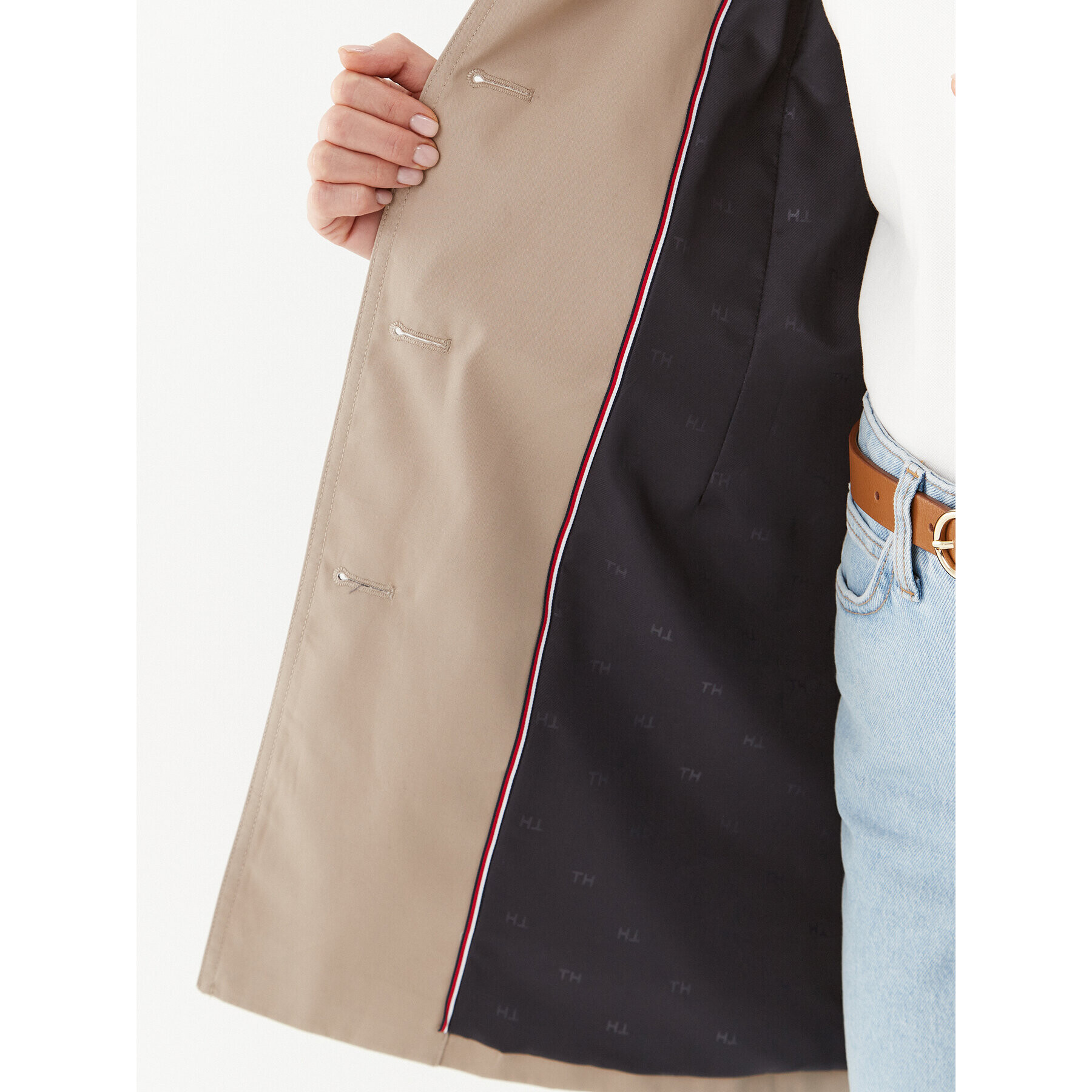 Tommy Hilfiger Тренч Heritage Single WW0WW24966 Бежов Regular Fit - Pepit.bg