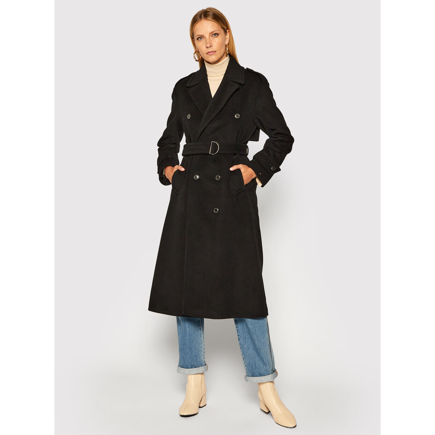 Tommy Hilfiger Тренч Post Consumer WW0WW28642 Черен Regular Fit - Pepit.bg
