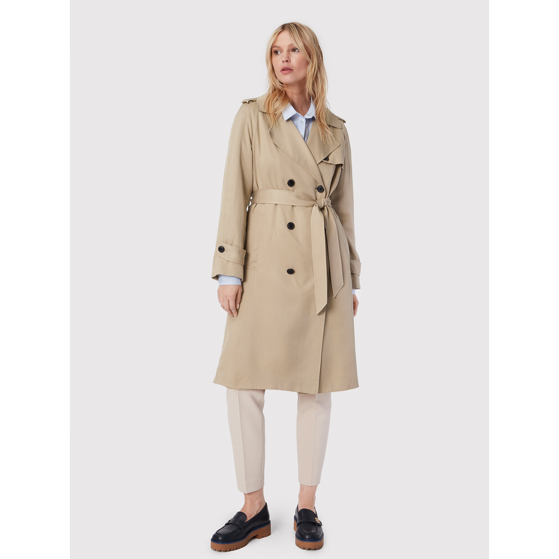 Tommy Hilfiger Тренч Tencel WW0WW34068 Бежов Regular Fit - Pepit.bg
