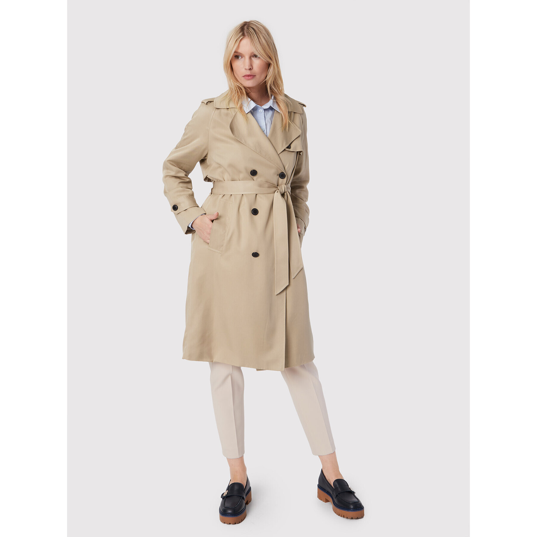 Tommy Hilfiger Тренч Tencel WW0WW34068 Бежов Regular Fit - Pepit.bg
