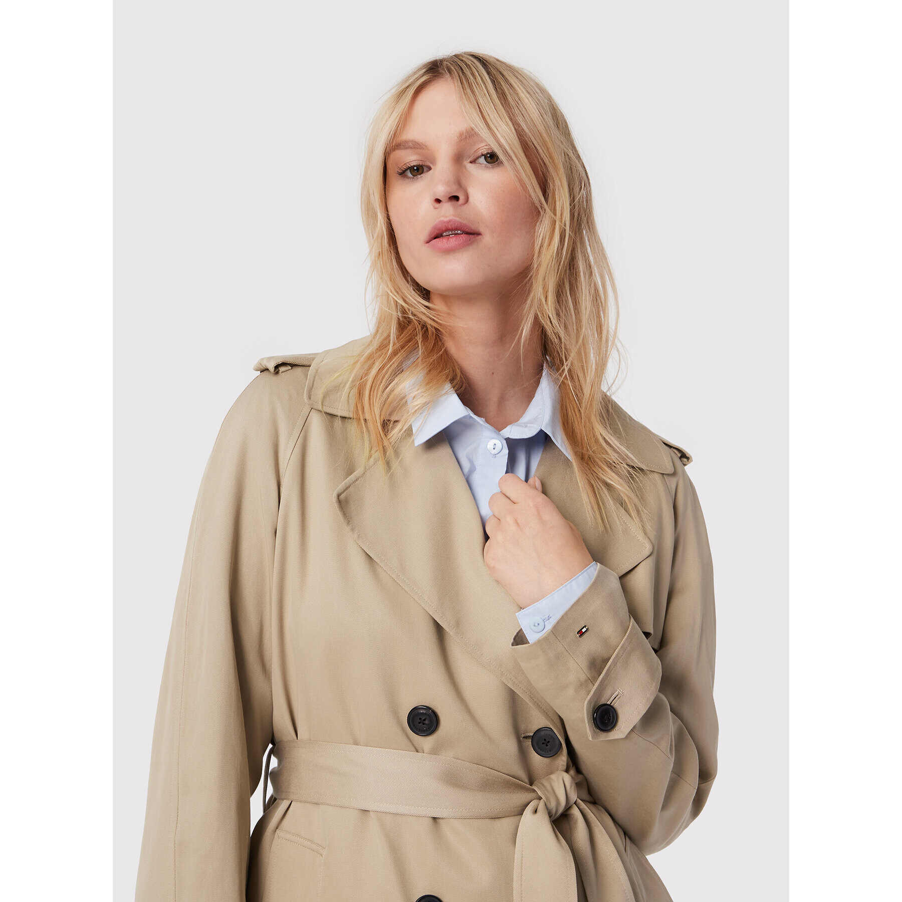 Tommy Hilfiger Тренч Tencel WW0WW34068 Бежов Regular Fit - Pepit.bg