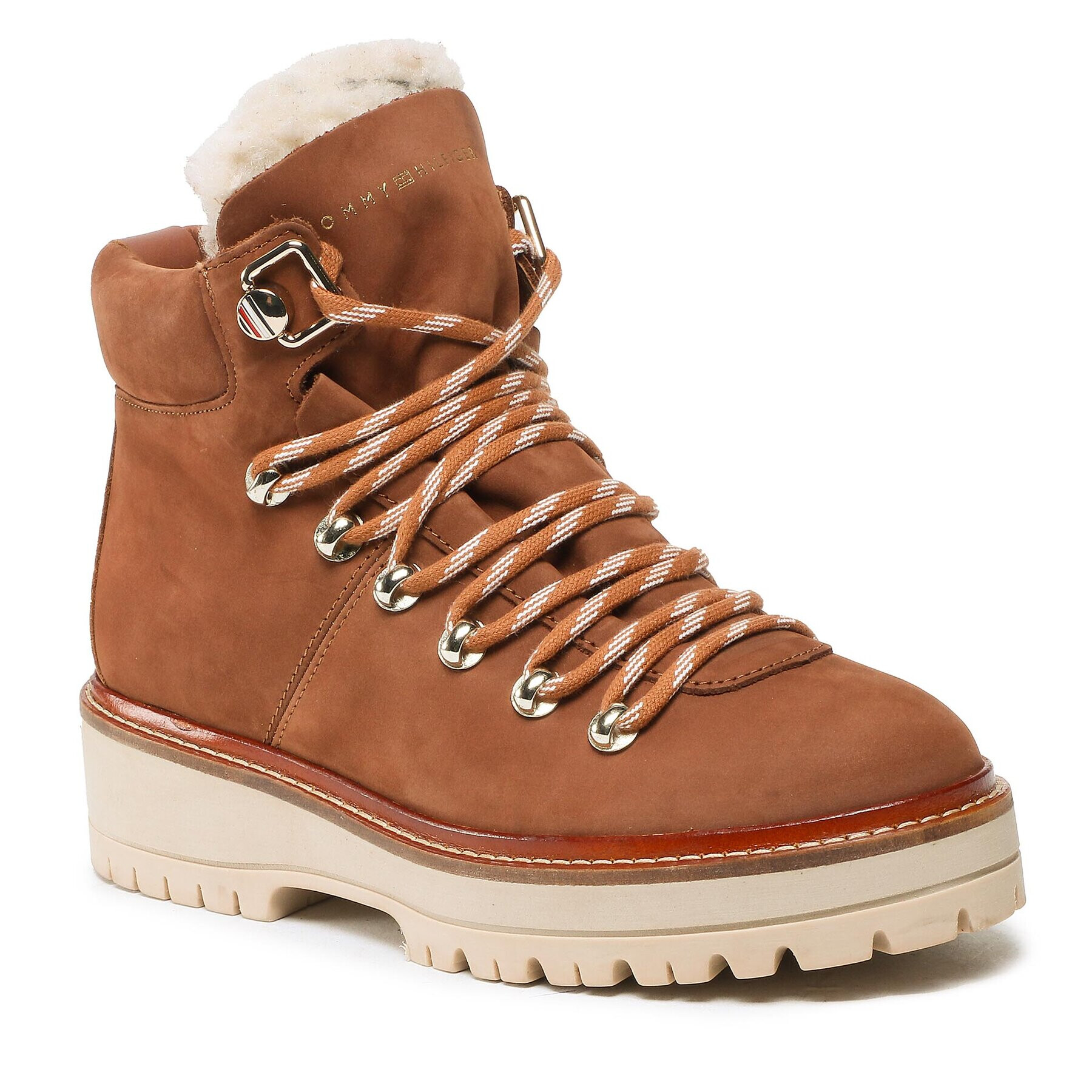 Tommy Hilfiger Туристически oбувки Leather Outdoor Flat Boot FW0FW06822 Кафяв - Pepit.bg