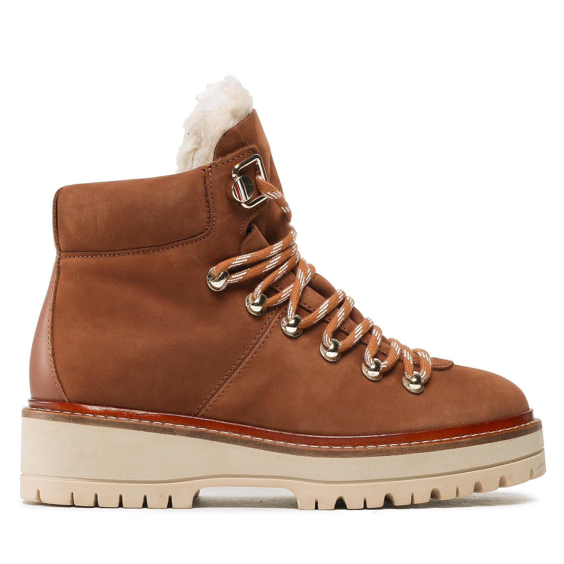 Tommy Hilfiger Туристически oбувки Leather Outdoor Flat Boot FW0FW06822 Кафяв - Pepit.bg