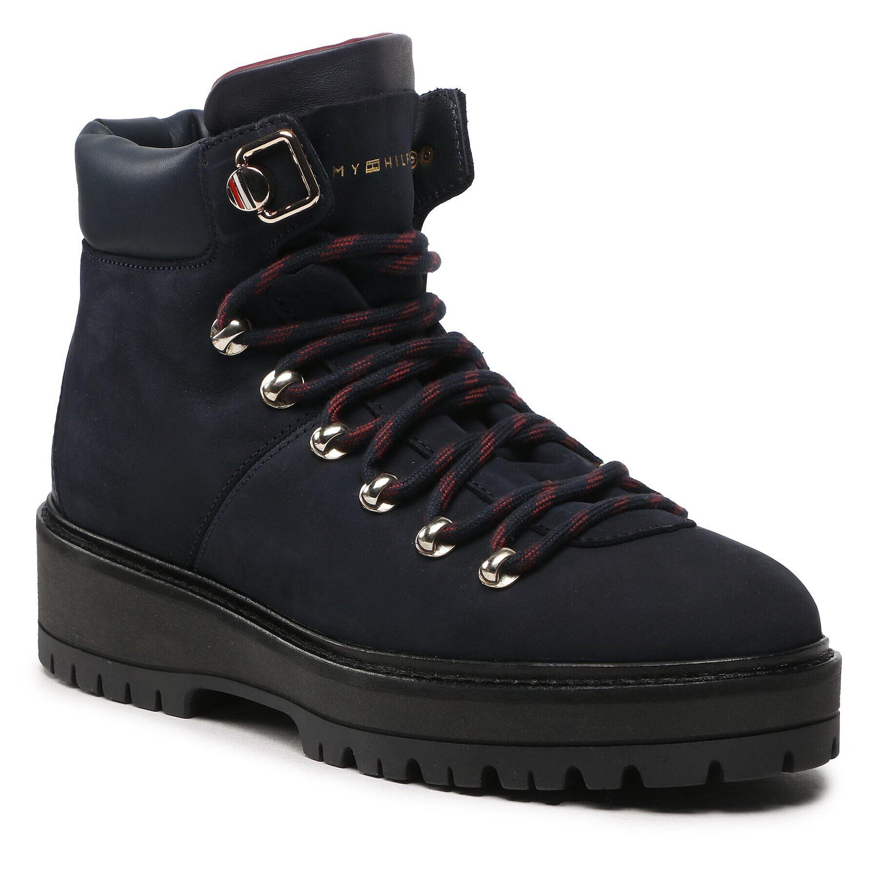 Tommy Hilfiger Туристически oбувки Nubuck Outdoor Flat Boot FW0FW06724 Тъмносин - Pepit.bg