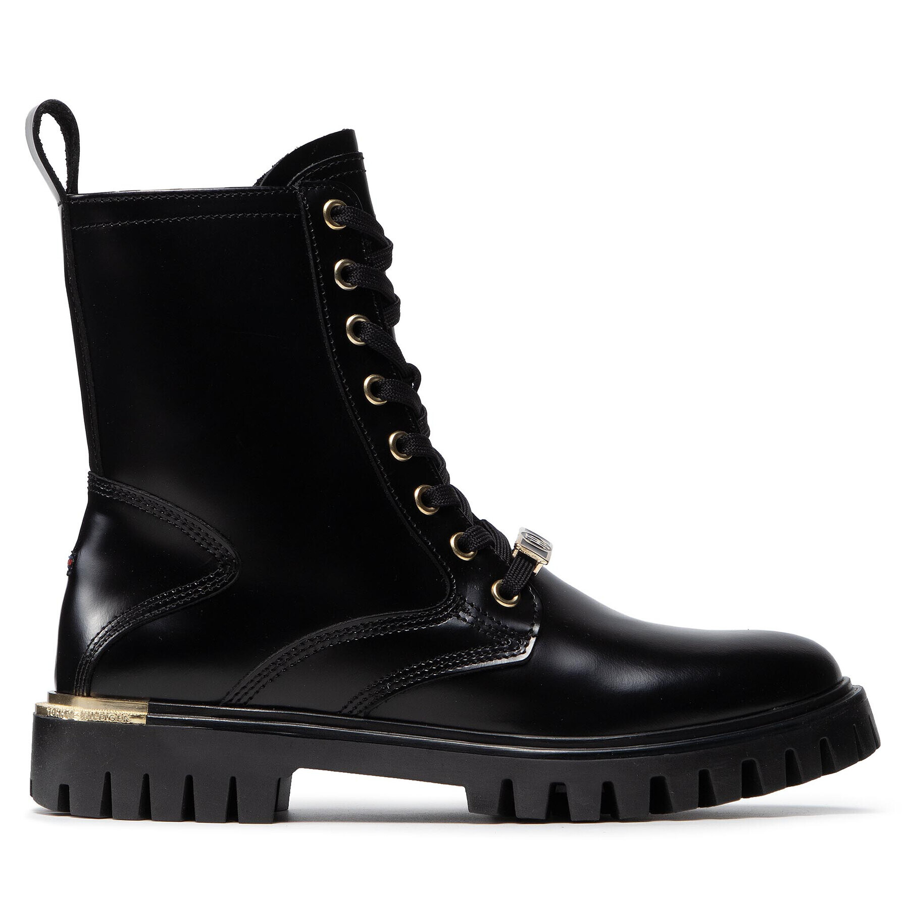 Tommy Hilfiger Туристически oбувки Polished Leather Lace Up Boot FW0FW06008 Черен - Pepit.bg