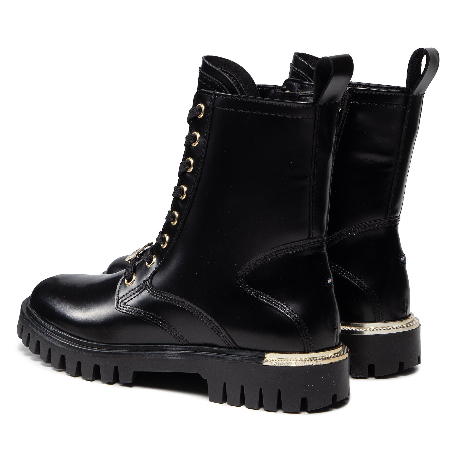 Tommy Hilfiger Туристически oбувки Polished Leather Lace Up Boot FW0FW06008 Черен - Pepit.bg