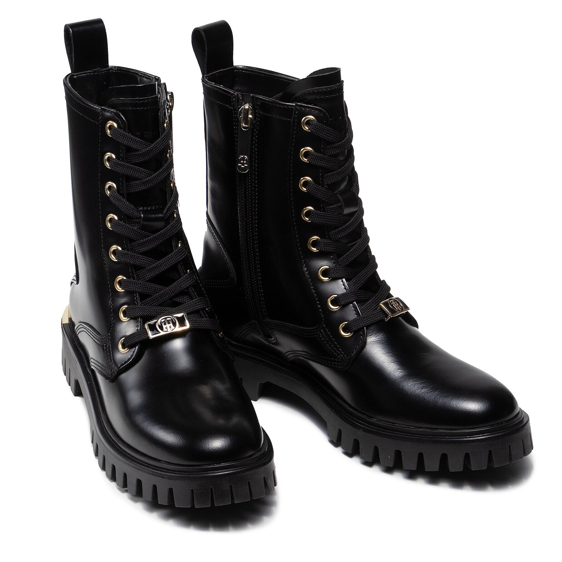 Tommy Hilfiger Туристически oбувки Polished Leather Lace Up Boot FW0FW06008 Черен - Pepit.bg