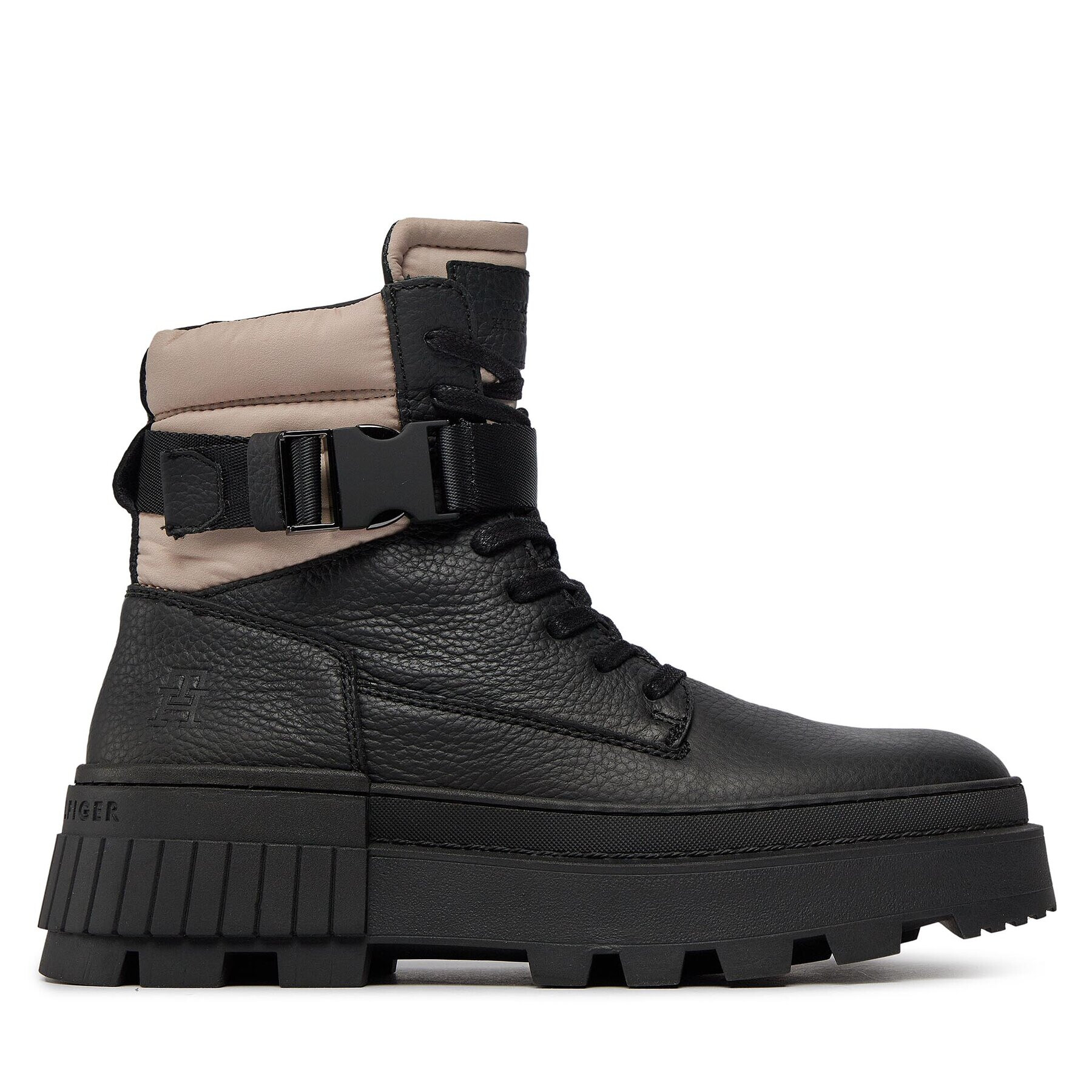 Tommy Hilfiger Туристически oбувки Th Elevated Chunky Lth Bkle Boot FM0FM04909 Черен - Pepit.bg