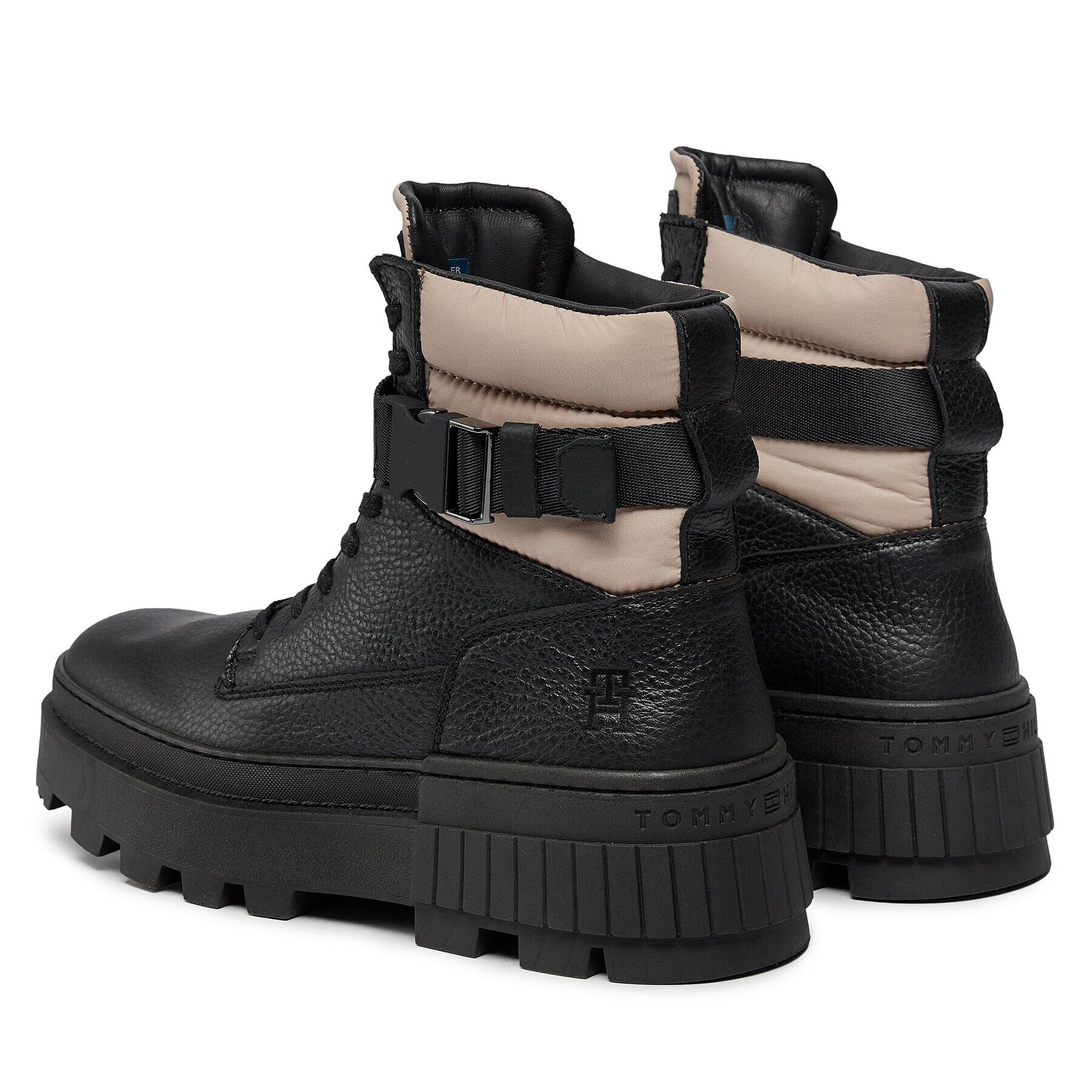 Tommy Hilfiger Туристически oбувки Th Elevated Chunky Lth Bkle Boot FM0FM04909 Черен - Pepit.bg