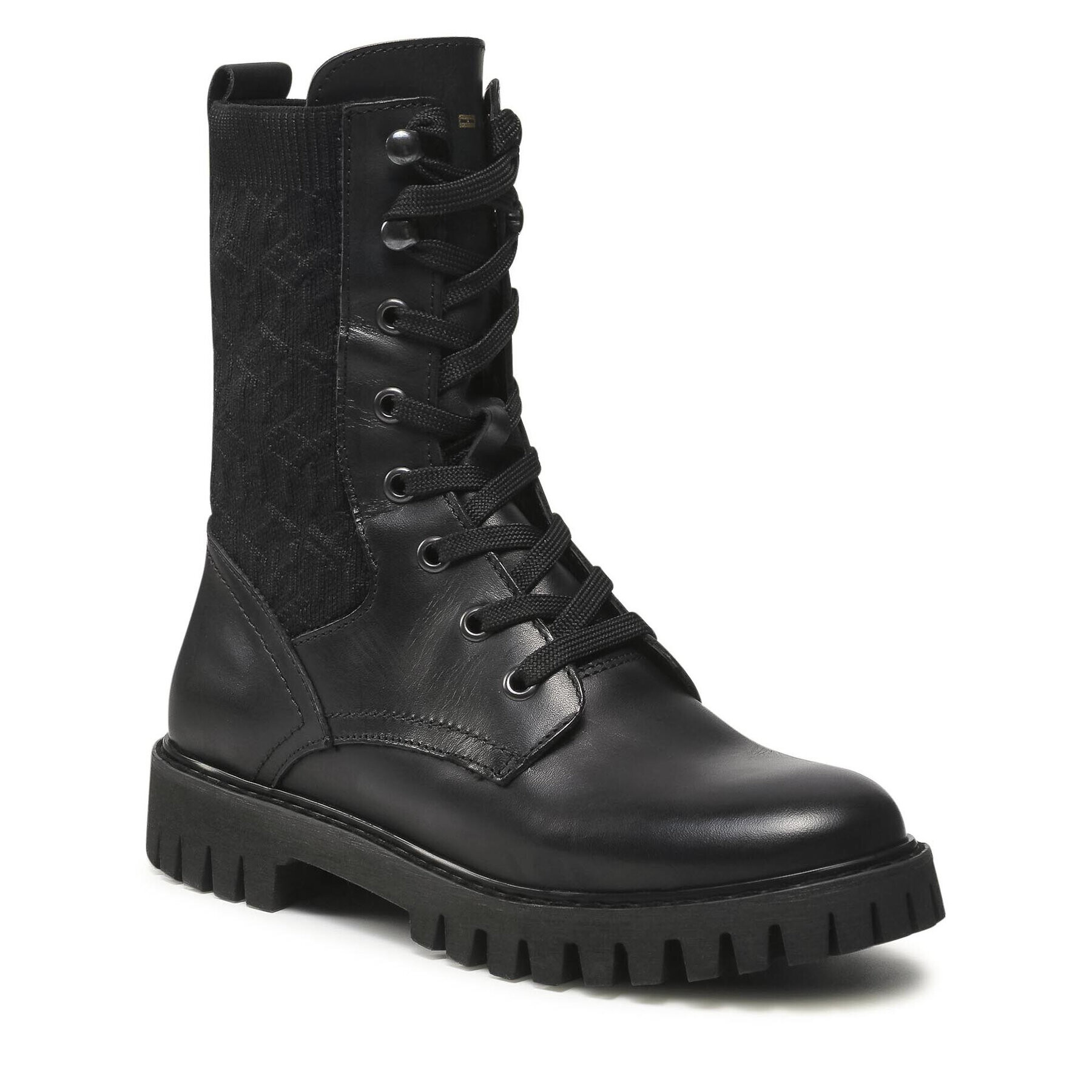 Tommy Hilfiger Туристически oбувки Th Knitted Flat Boot FW0FW05767 Черен - Pepit.bg
