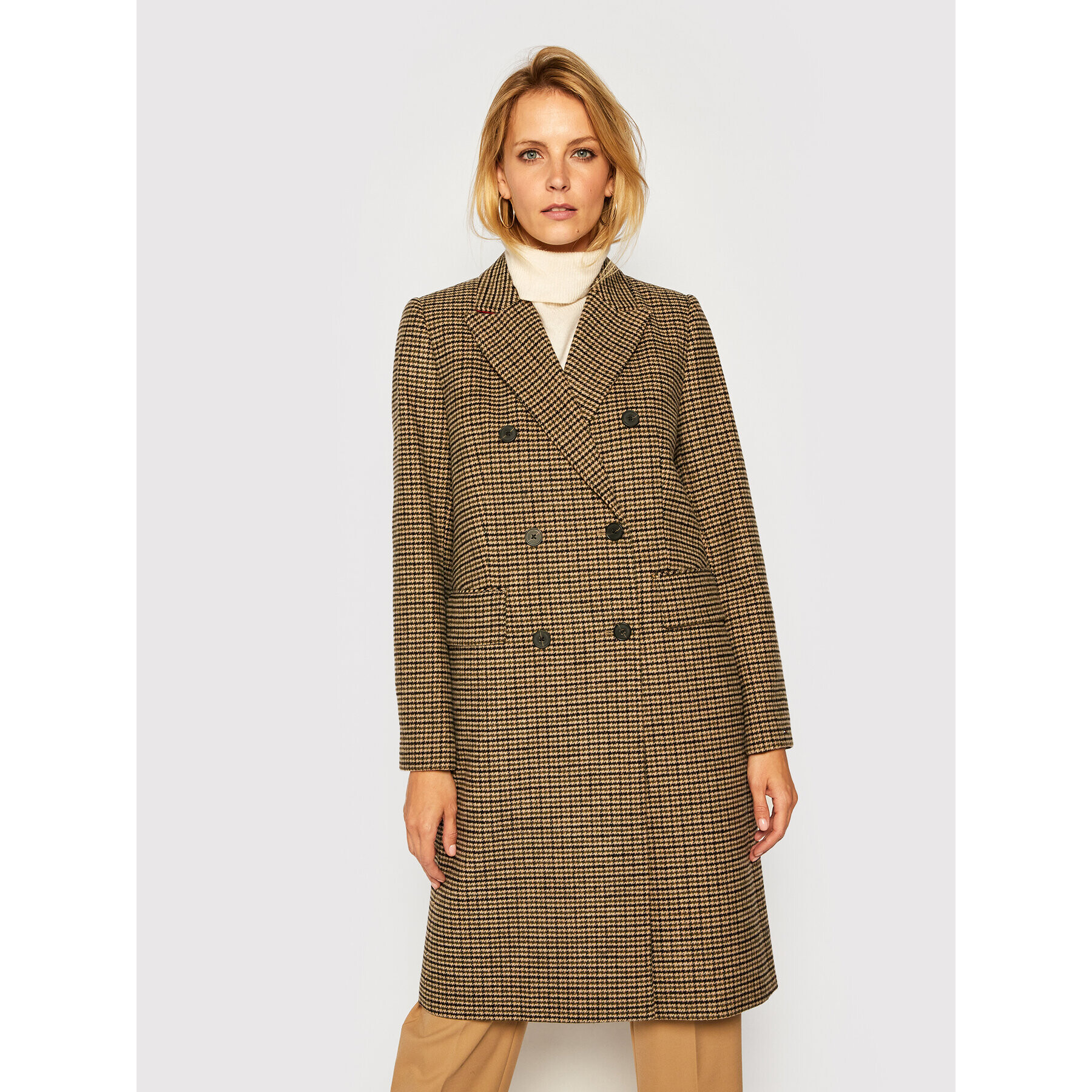 Tommy Hilfiger Вълнено палто Blend Pattern WW0WW29135 Цветен Regular Fit - Pepit.bg