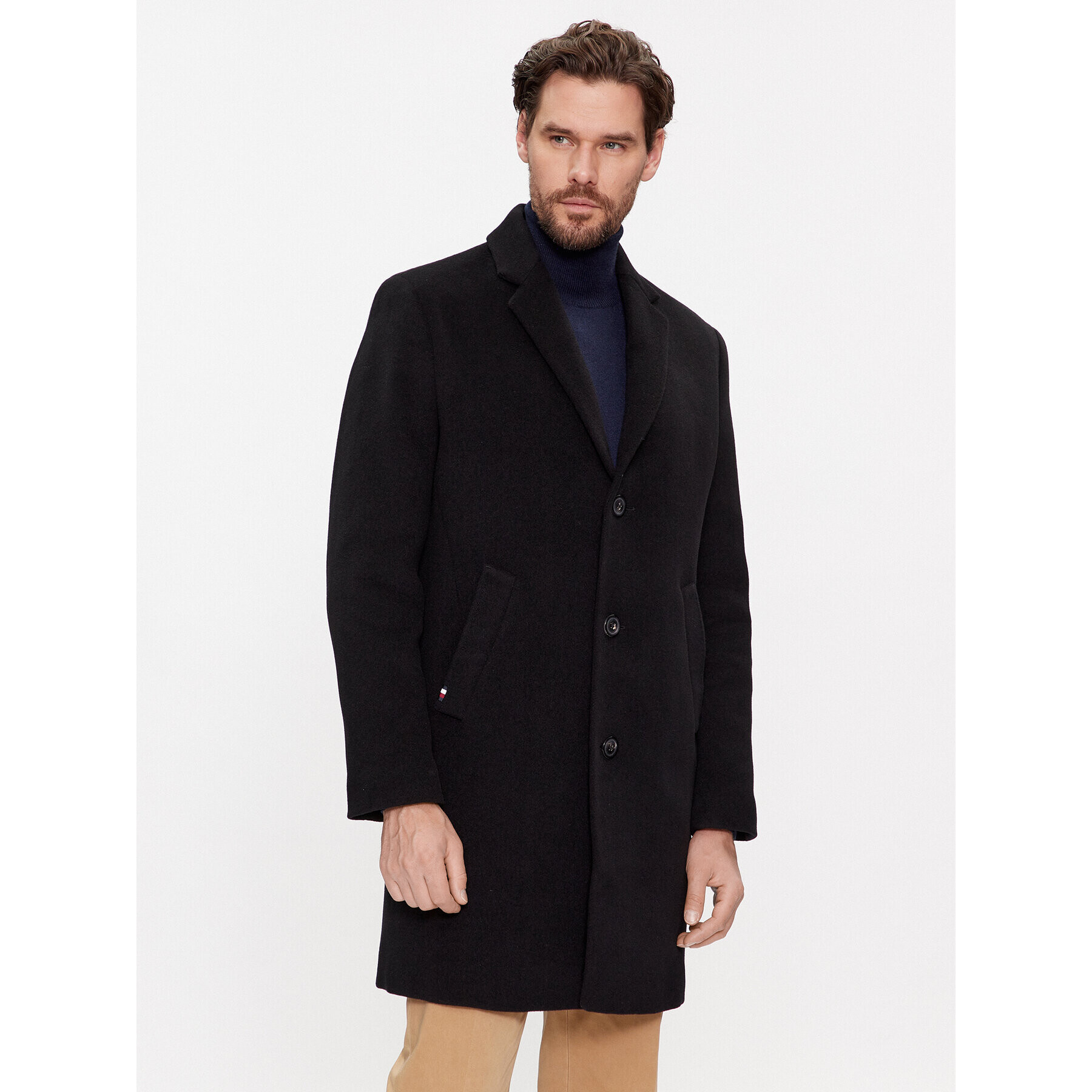 Tommy Hilfiger Вълнено палто MW0MW32963 Черен Regular Fit - Pepit.bg