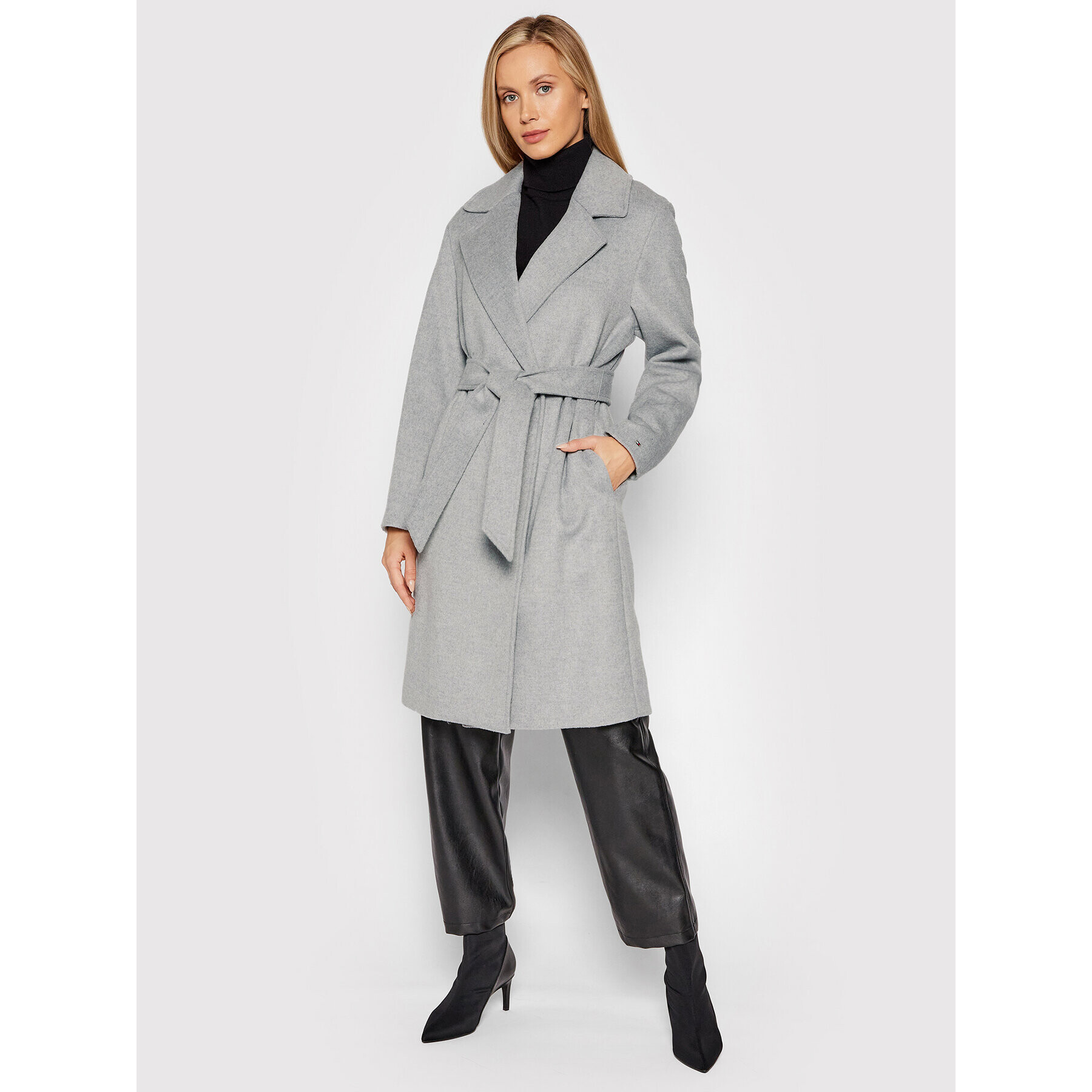 Tommy Hilfiger Вълнено палто WW0WW32157 Сив Regular Fit - Pepit.bg