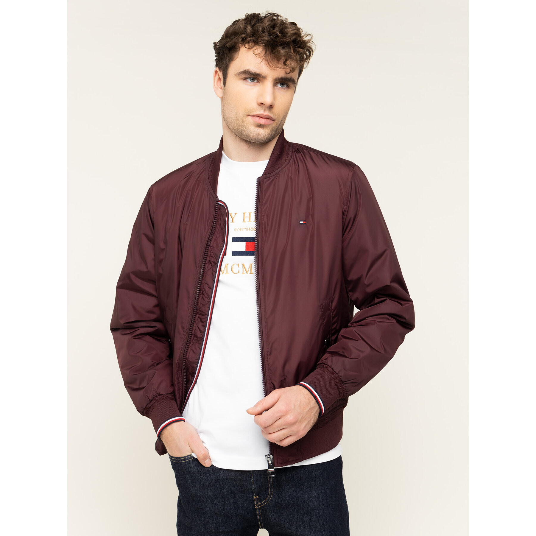 Tommy Hilfiger Яке бомбър Padded MW0MW12006 Бордо Regular Fit - Pepit.bg