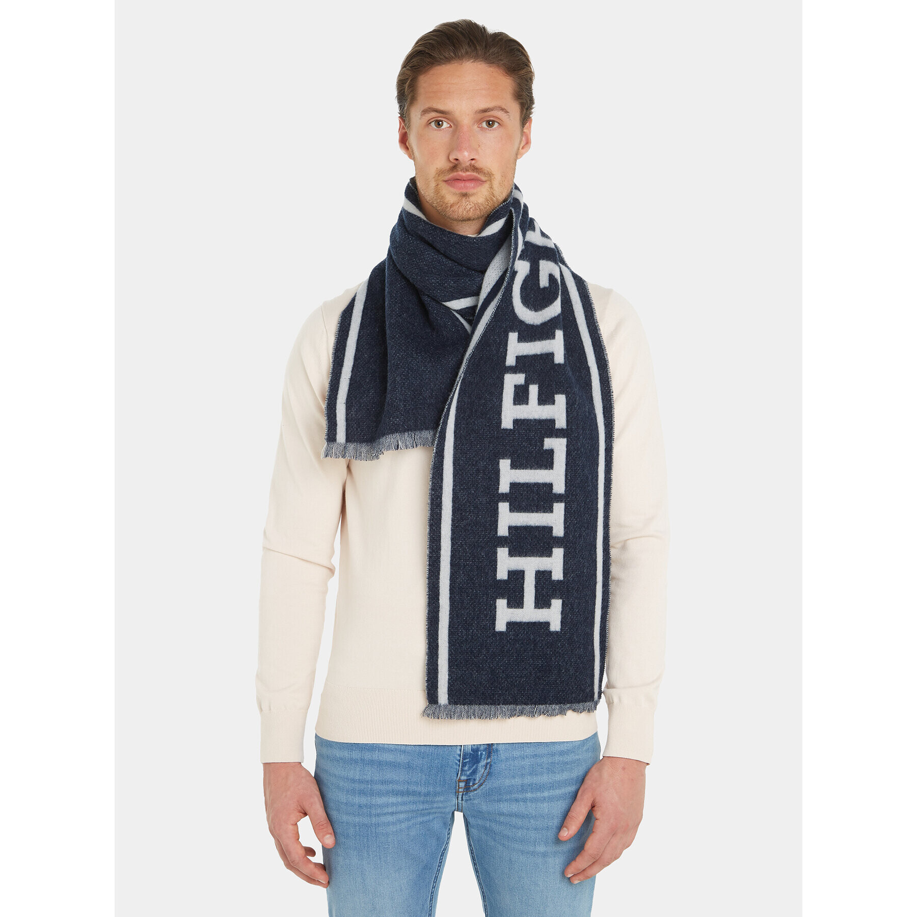 Tommy Hilfiger Зимен шал Monotype Scarf AM0AM11738 Тъмносин - Pepit.bg