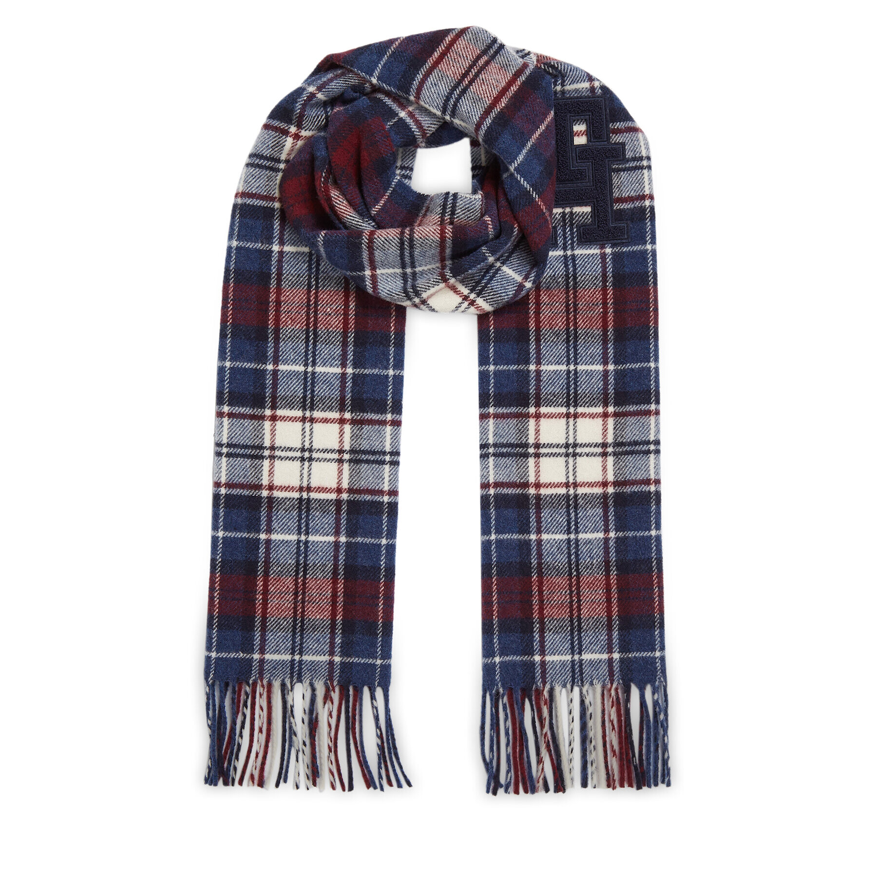 Tommy Hilfiger Зимен шал Th Monogram Tartan Scarf AM0AM11984 Син - Pepit.bg