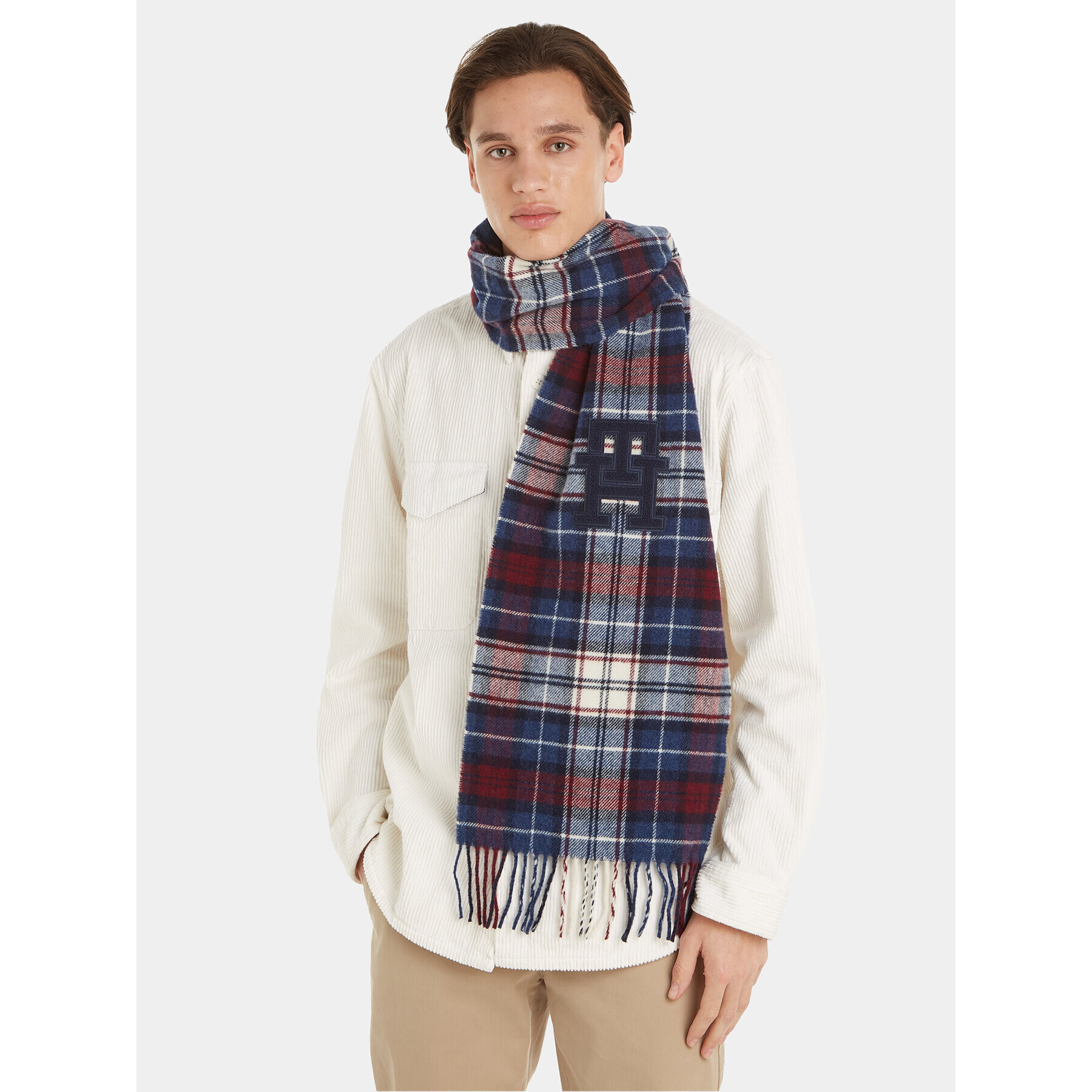 Tommy Hilfiger Зимен шал Th Monogram Tartan Scarf AM0AM11984 Син - Pepit.bg