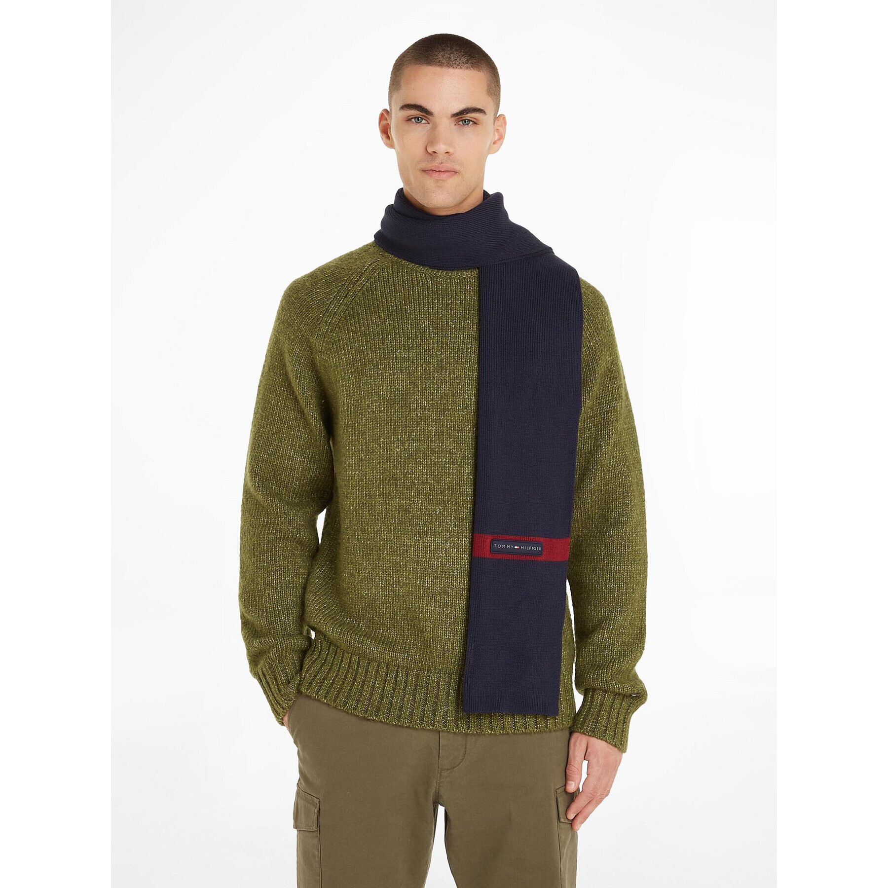 Tommy Hilfiger Зимен шал Th Skyline Knit Scarf AM0AM11496 Тъмносин - Pepit.bg