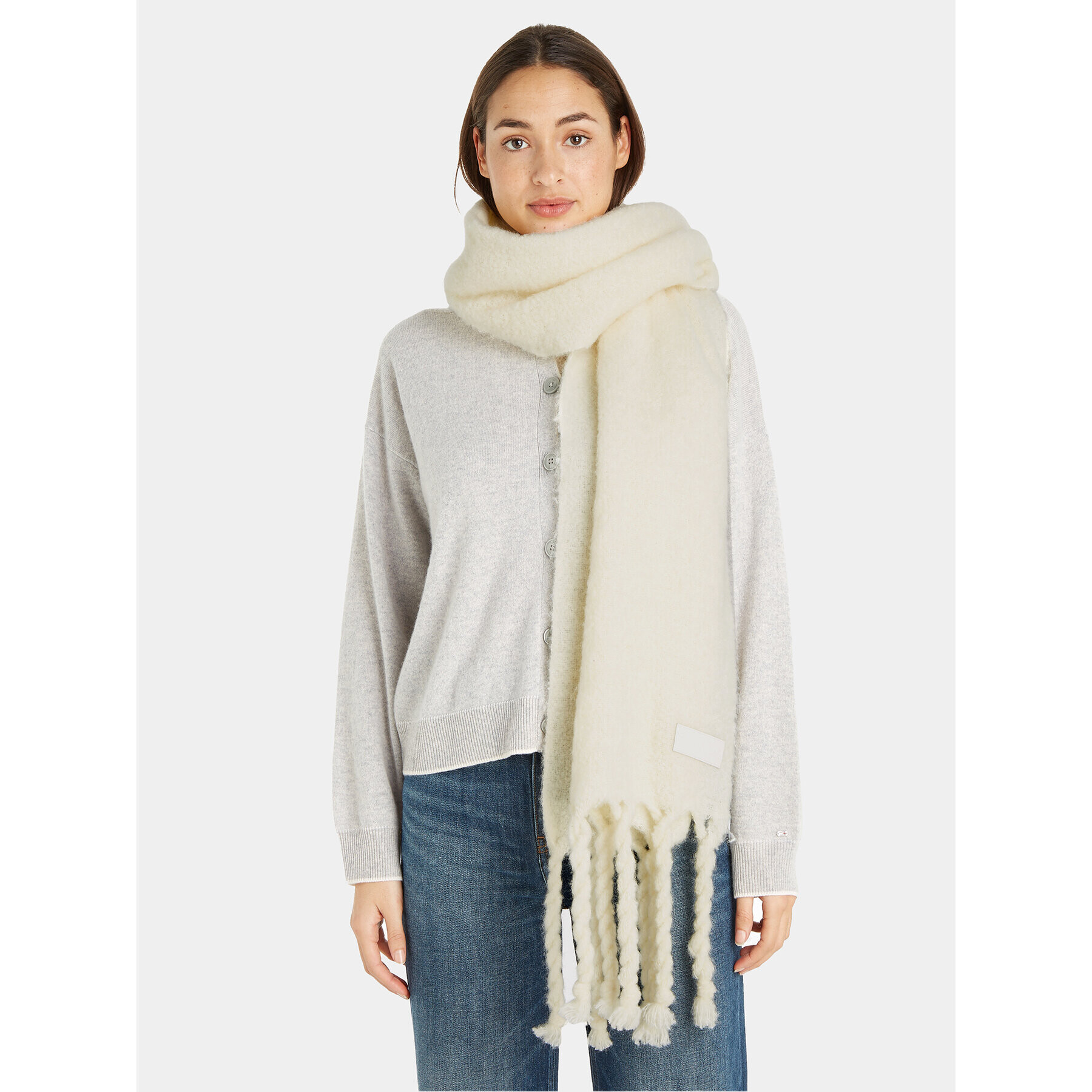 Tommy Hilfiger Зимен шал Tommy Twist Scarf AW0AW15530 Бял - Pepit.bg