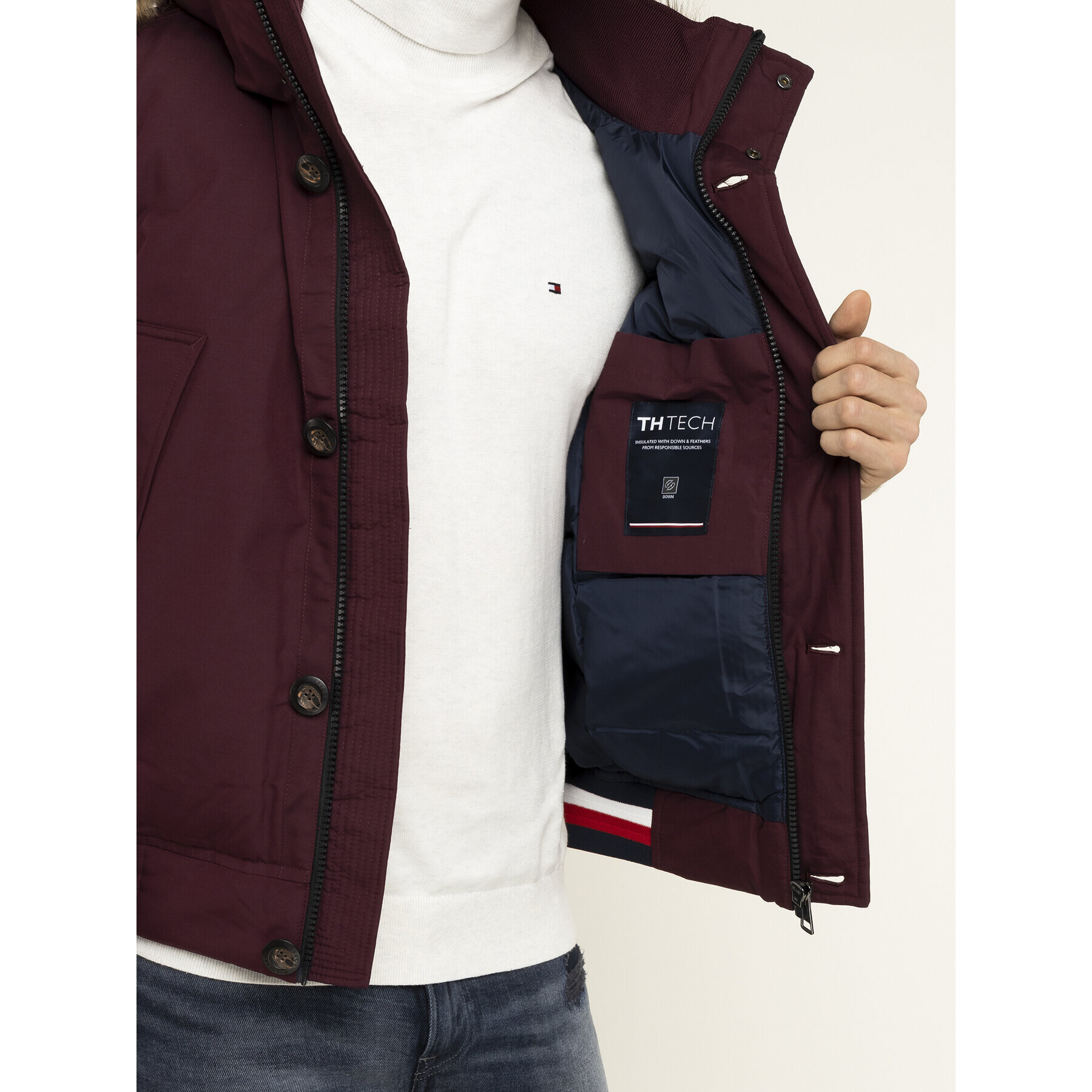 Tommy Hilfiger Зимно яке Hampton MW0MW11502 Бордо Regular Fit - Pepit.bg