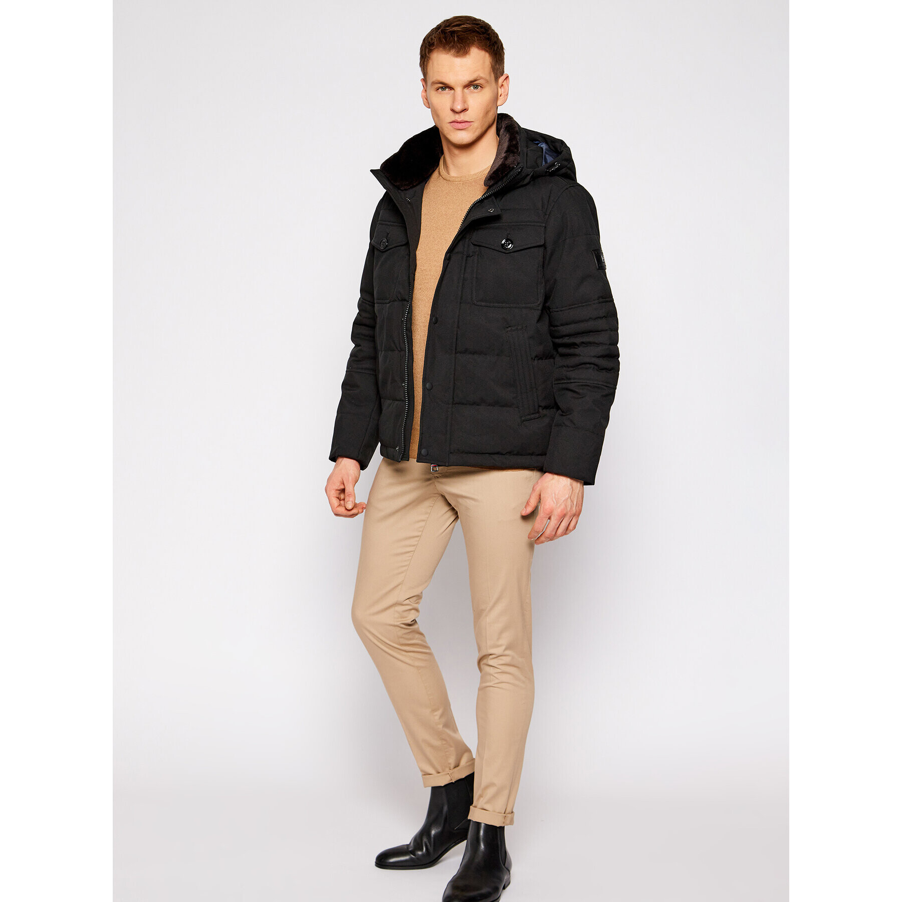 Tommy Hilfiger Зимно яке Removable Fur Hooded MW0MW16965 Черен Regular Fit - Pepit.bg