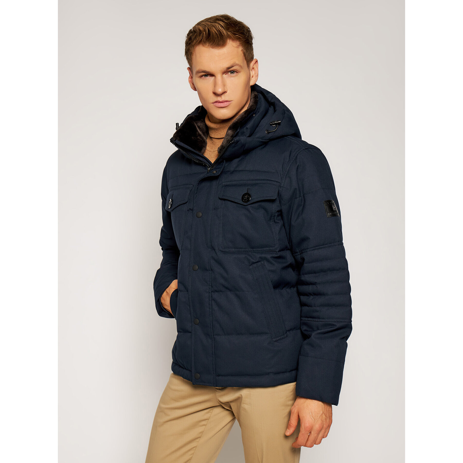 Tommy Hilfiger Зимно яке Removable Hooded MW0MW16965 Тъмносин Regular Fit - Pepit.bg