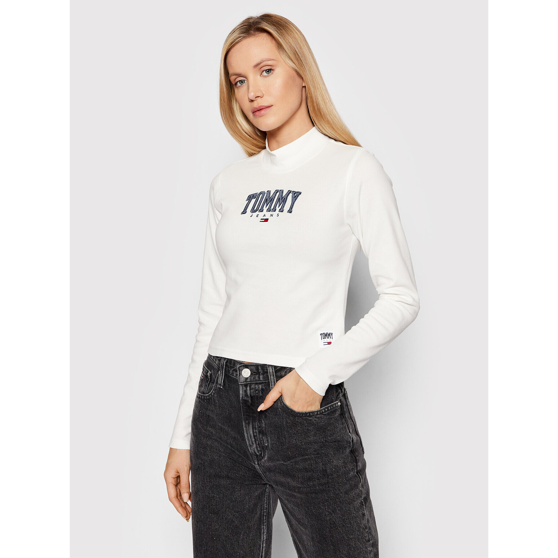 Tommy Jeans Блуза Baby DW0DW12112 Бял Cropped Fit - Pepit.bg