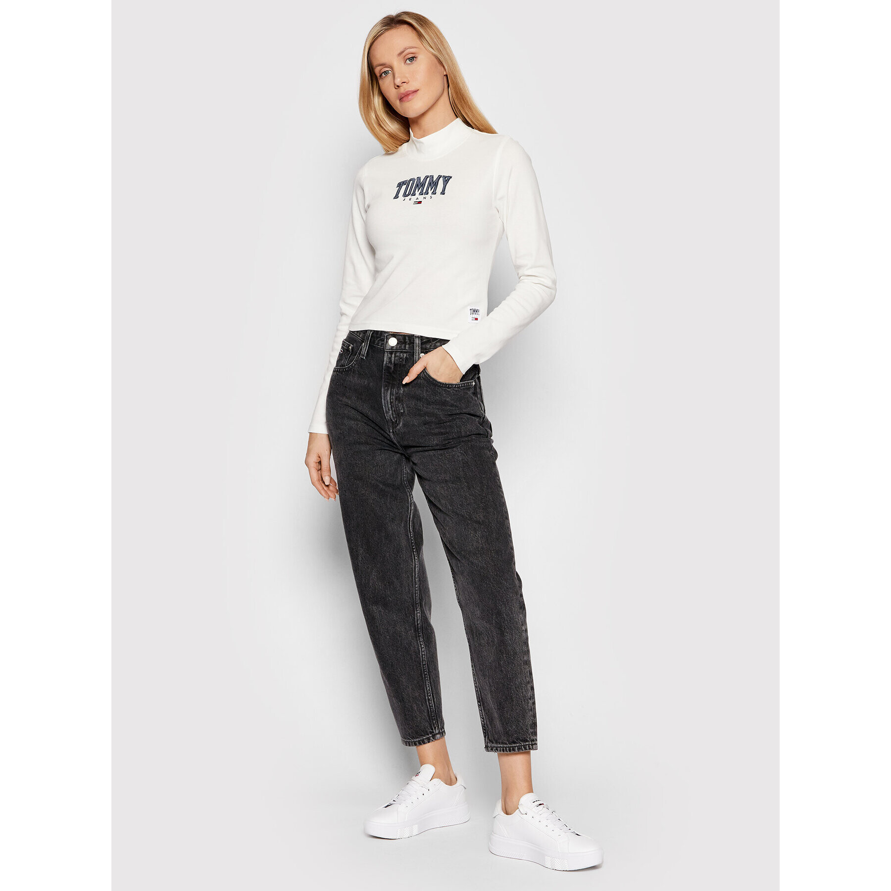 Tommy Jeans Блуза Baby DW0DW12112 Бял Cropped Fit - Pepit.bg