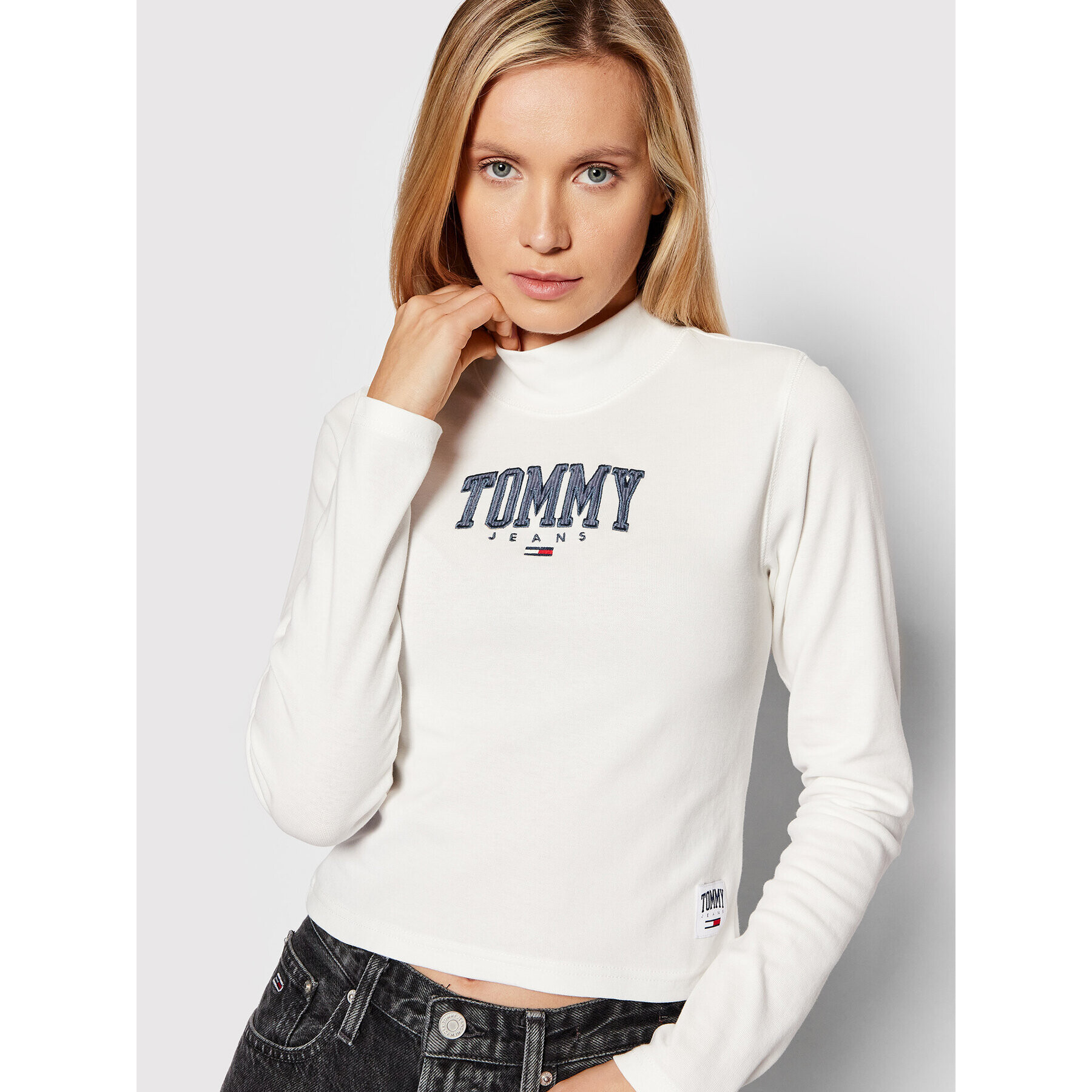 Tommy Jeans Блуза Baby DW0DW12112 Бял Cropped Fit - Pepit.bg